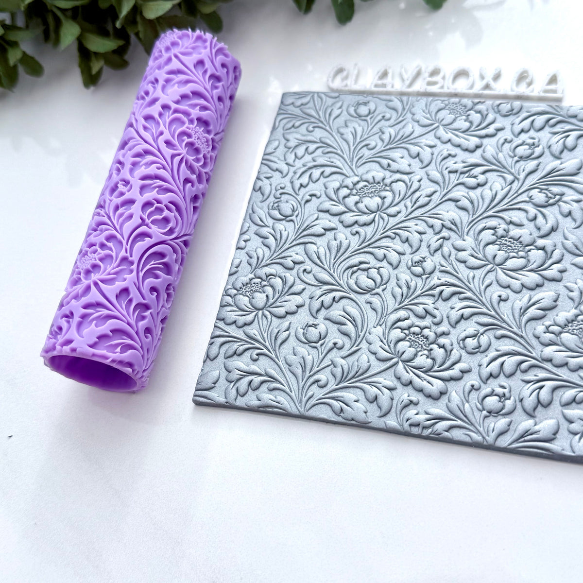 Vintage Peonies Texture Roller - Polymer Clay Embossing Roller - Floral Clay Texture Tool - Botanical Jewelry Making Supplies