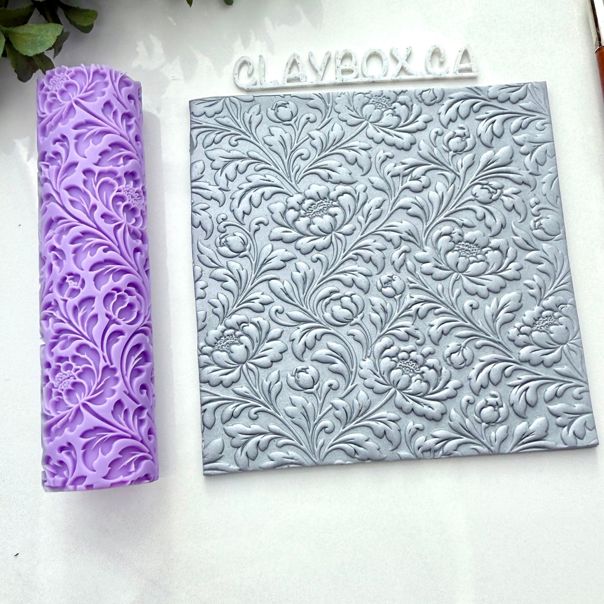 Vintage Peonies Texture Roller - Polymer Clay Embossing Roller - Floral Clay Texture Tool - Botanical Jewelry Making Supplies