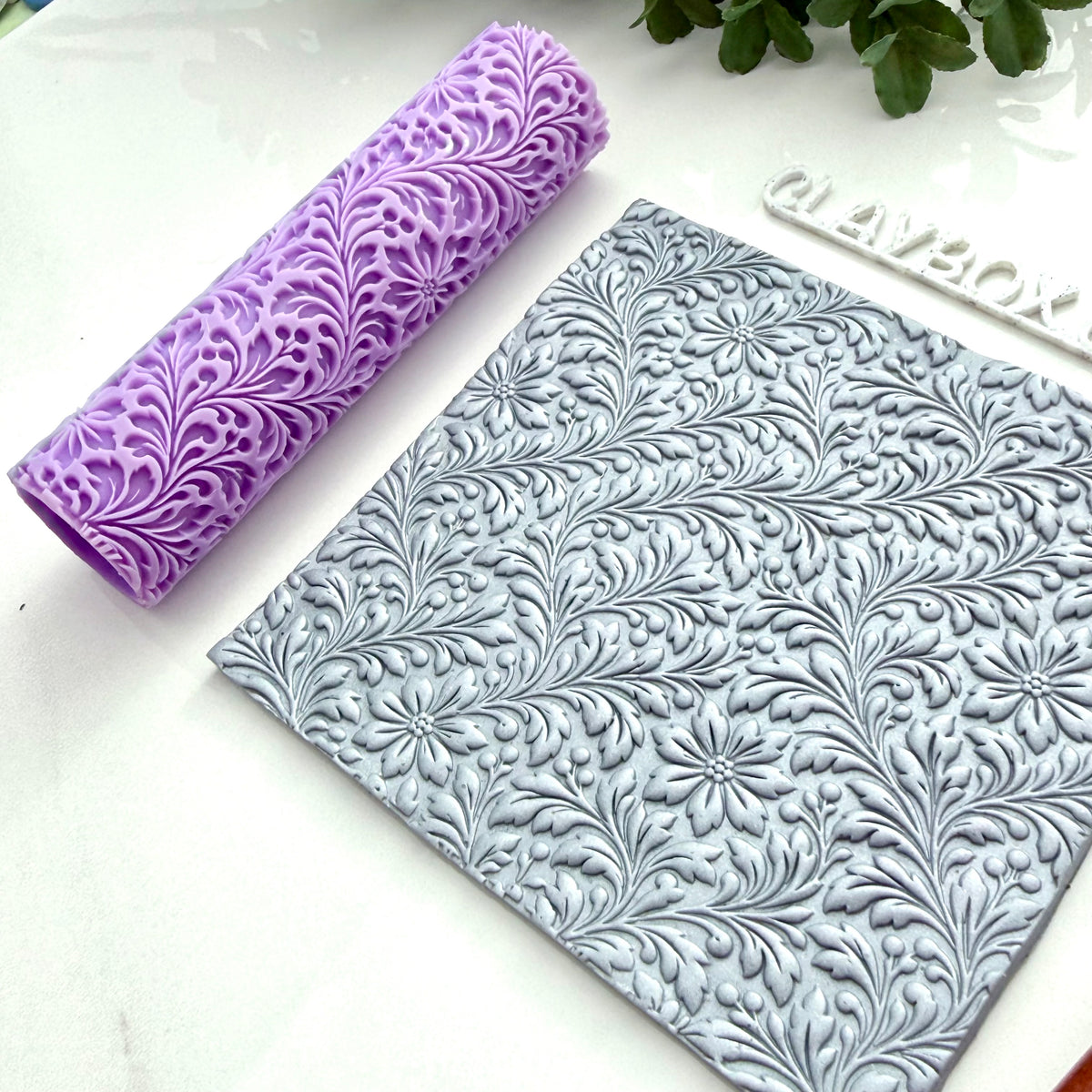 Vintage Floral Texture Roller - Polymer Clay Embossing Roller - Botanical Flower and Leaf Pattern- Clay Jewelry Making Tool