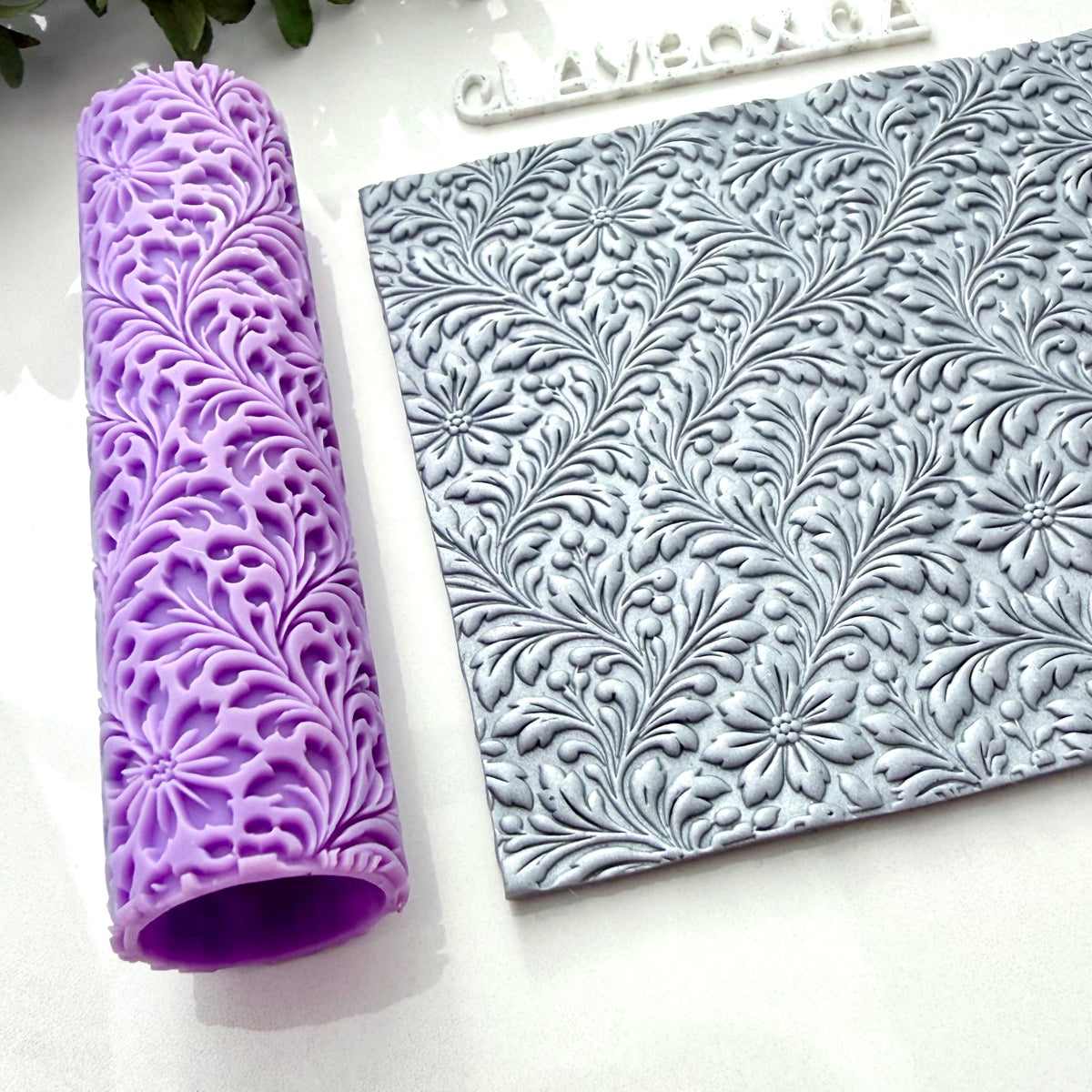 Vintage Floral Texture Roller - Polymer Clay Embossing Roller - Botanical Flower and Leaf Pattern- Clay Jewelry Making Tool