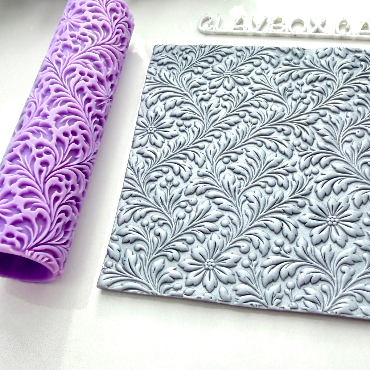 Vintage Floral Texture Roller - Polymer Clay Embossing Roller - Botanical Flower and Leaf Pattern- Clay Jewelry Making Tool