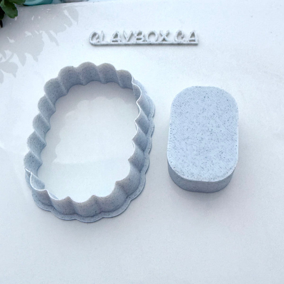 Large Scalloped Rectangle Clay Cutter with Pusher – Pottery Trinket Dish Maker – Polymer Clay Tool