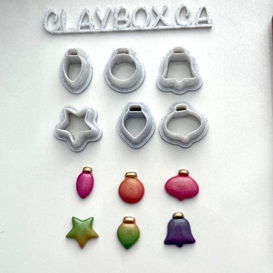 Christmas Ornament Stud Cutters for Polymer Clay - Set of 6 Small Earring Cutters