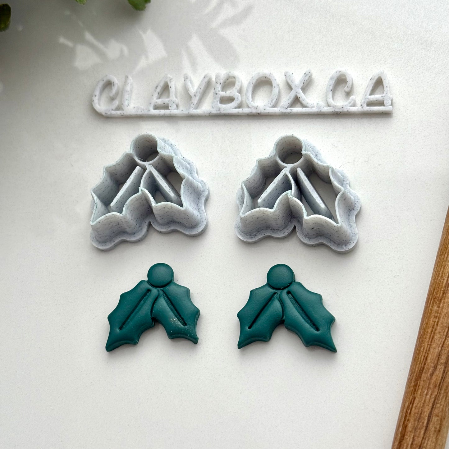 Holly Berry Cutter with Stamp Lines for Polymer Clay - Stamp and Cutter Pair