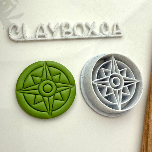 Compass Clay Cutter – Nautical Polymer Clay Cutter – Compass Rose Cutter – Pottery & Polymer Clay Tool – Round Stamp Cutter