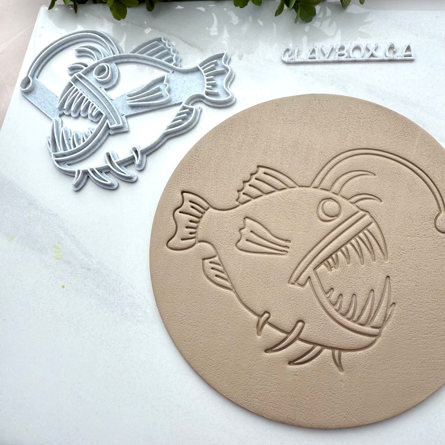 Large Anglerfish Stamp – 3D Printed for Pottery Clay