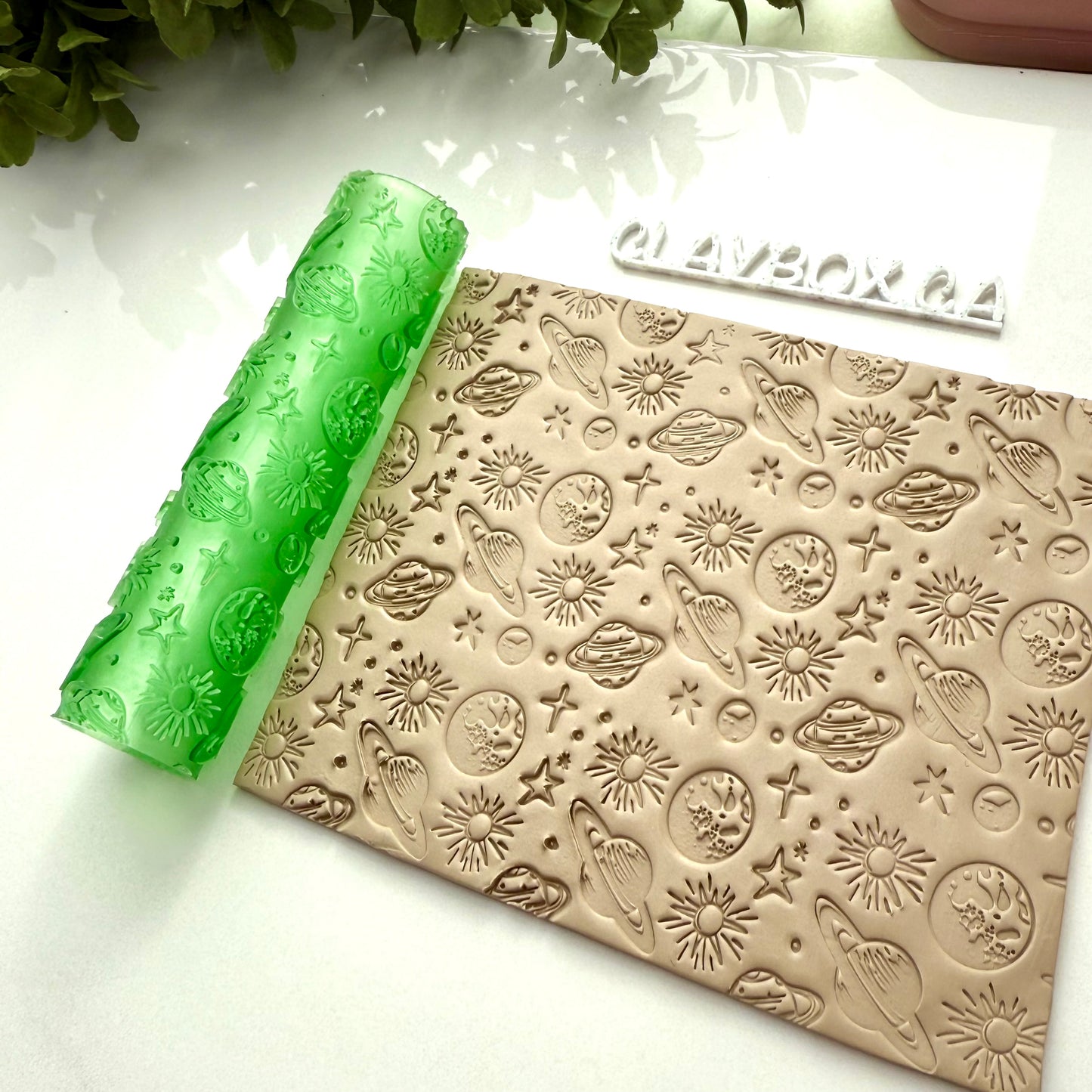 Planets & Stars Texture Roller for Polymer Clay | Space Theme Embossing Roller | 3D Printed Clay Texture Tool