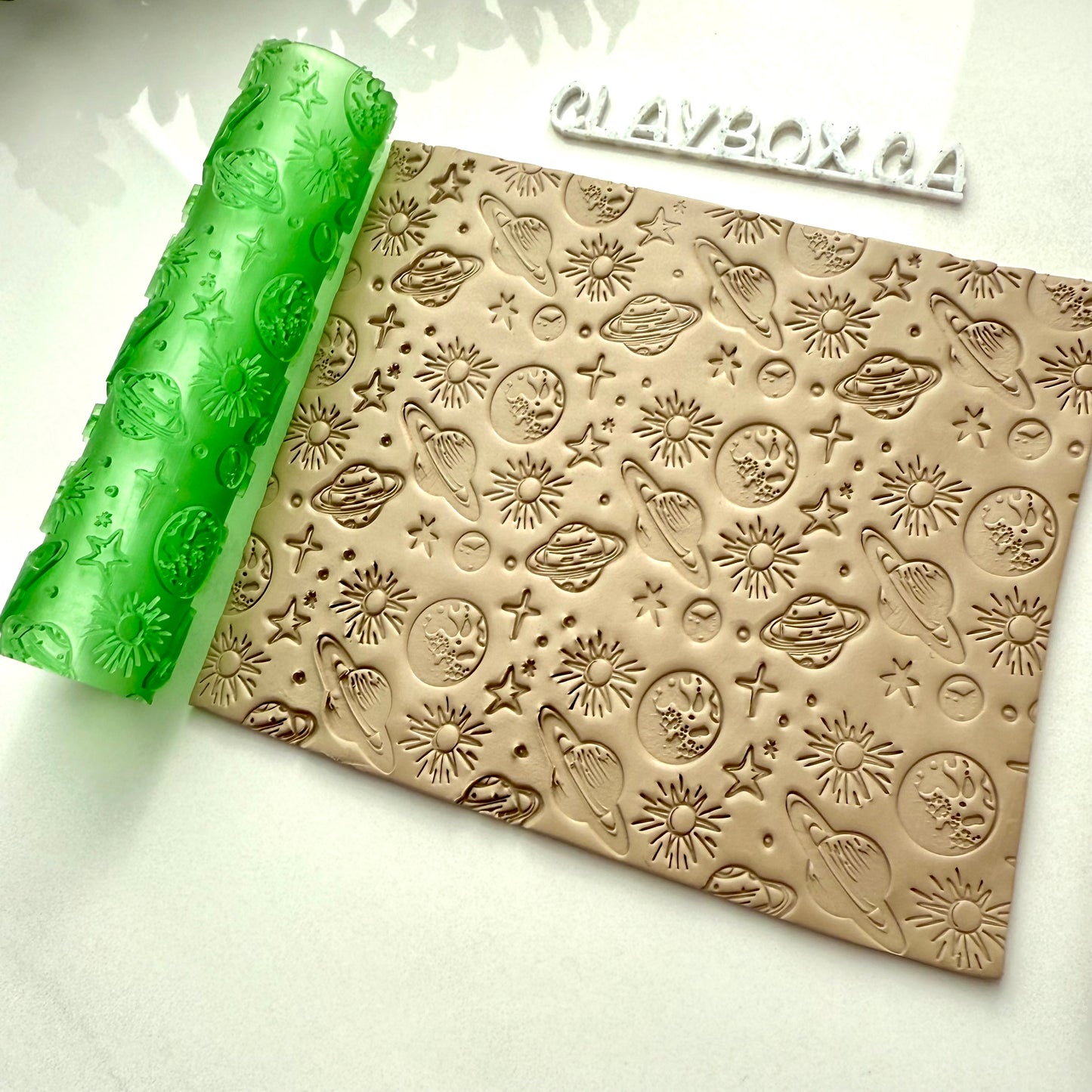 Planets & Stars Texture Roller for Polymer Clay | Space Theme Embossing Roller | 3D Printed Clay Texture Tool