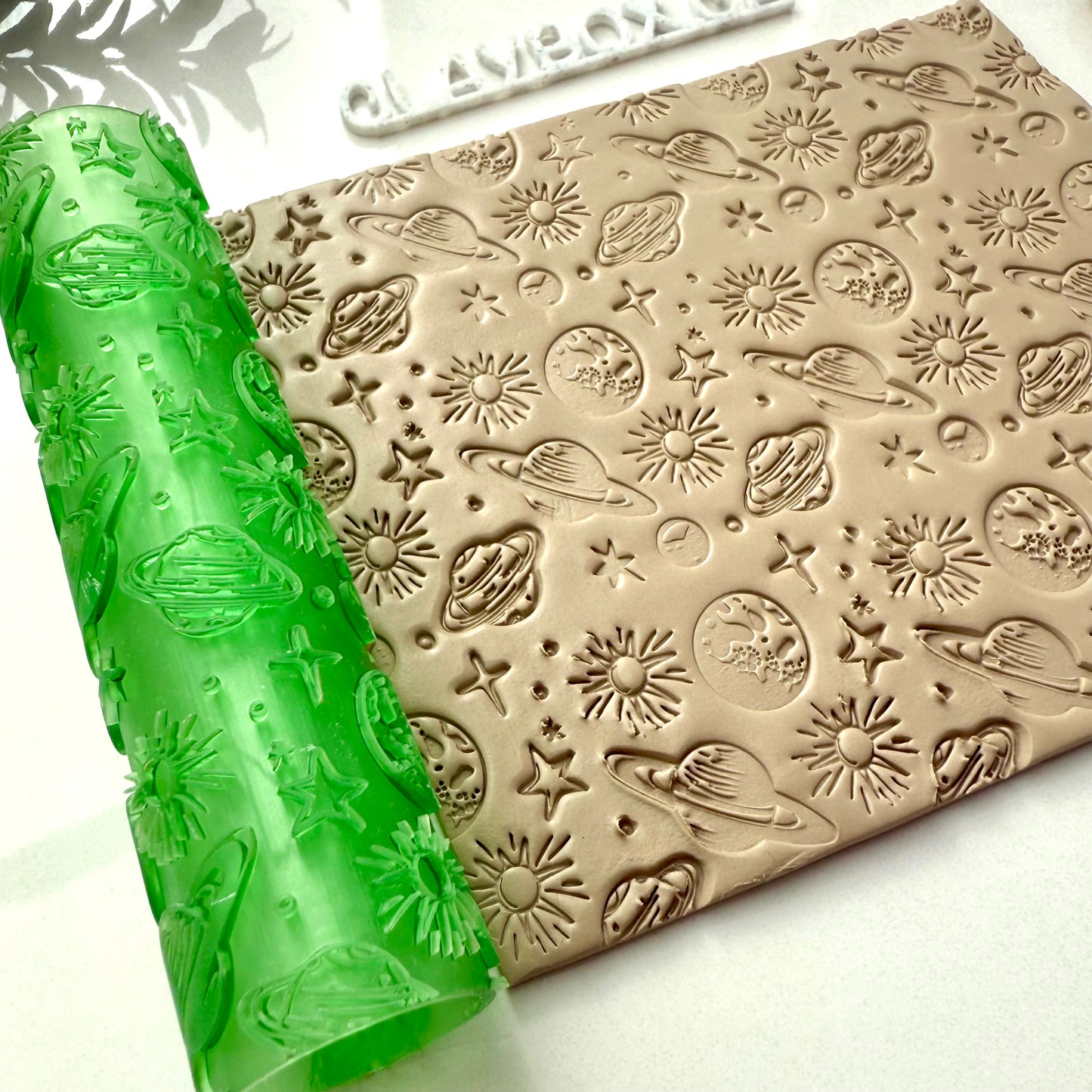 Planets & Stars Texture Roller for Polymer Clay | Space Theme Embossing Roller | 3D Printed Clay Texture Tool