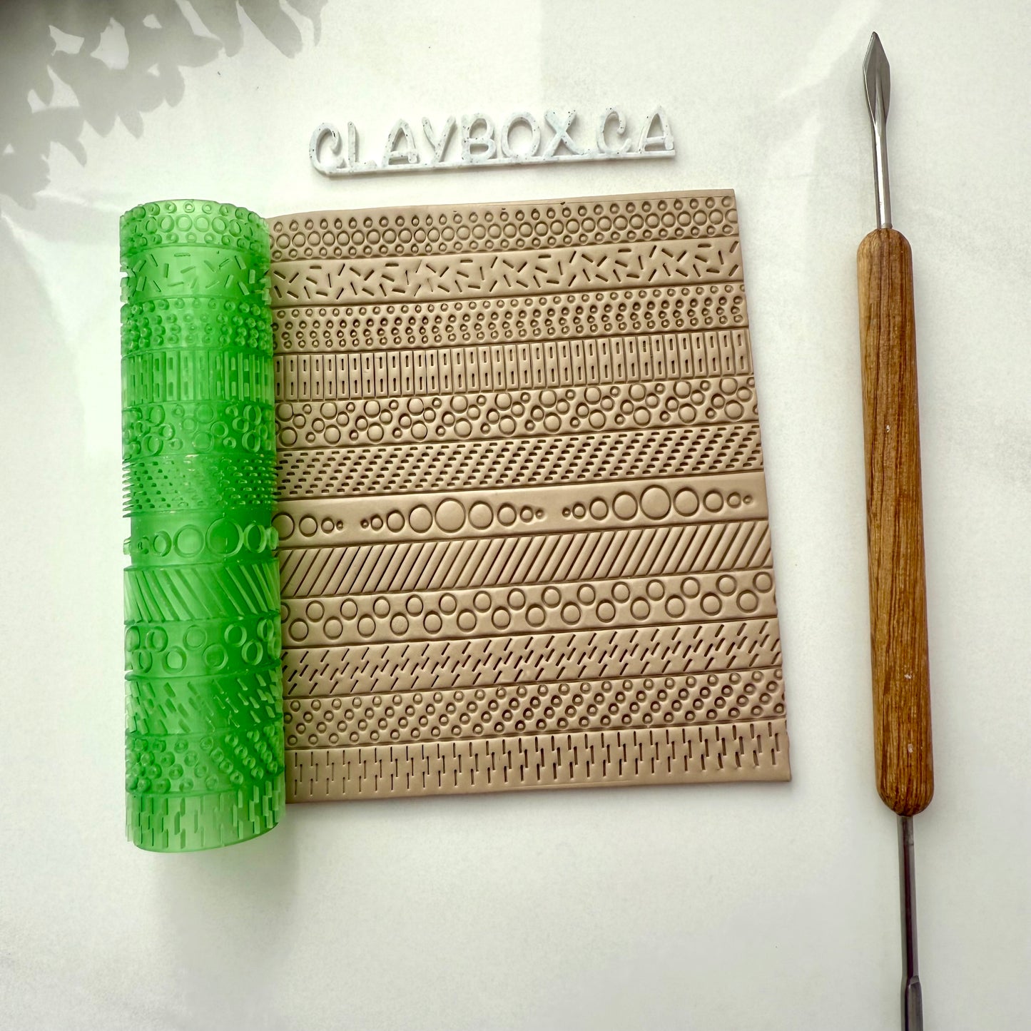 Dots & Dashes Texture Roller for Polymer Clay | 3D Printed Clay Embossing Roller | Geometric Texture Tool