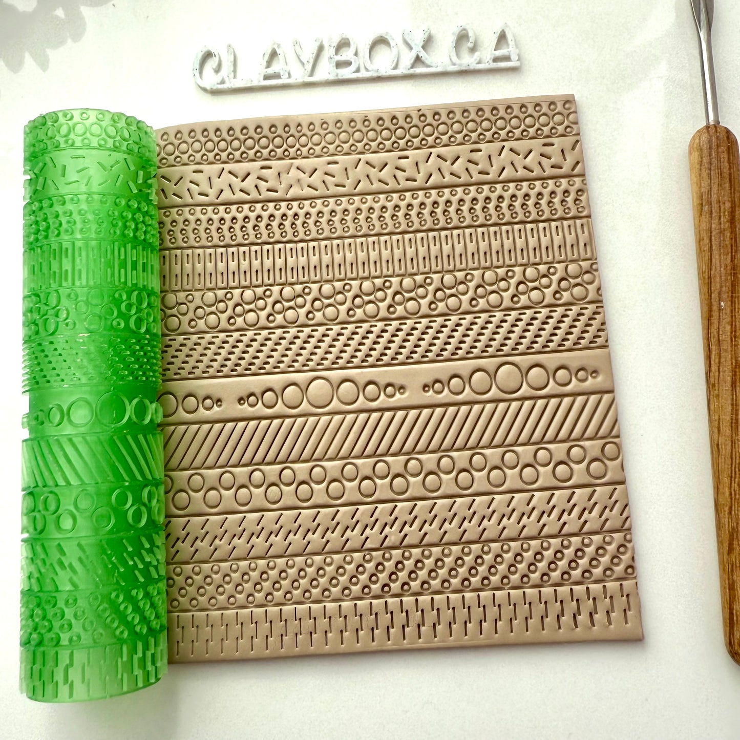 Dots & Dashes Texture Roller for Polymer Clay | 3D Printed Clay Embossing Roller | Geometric Texture Tool