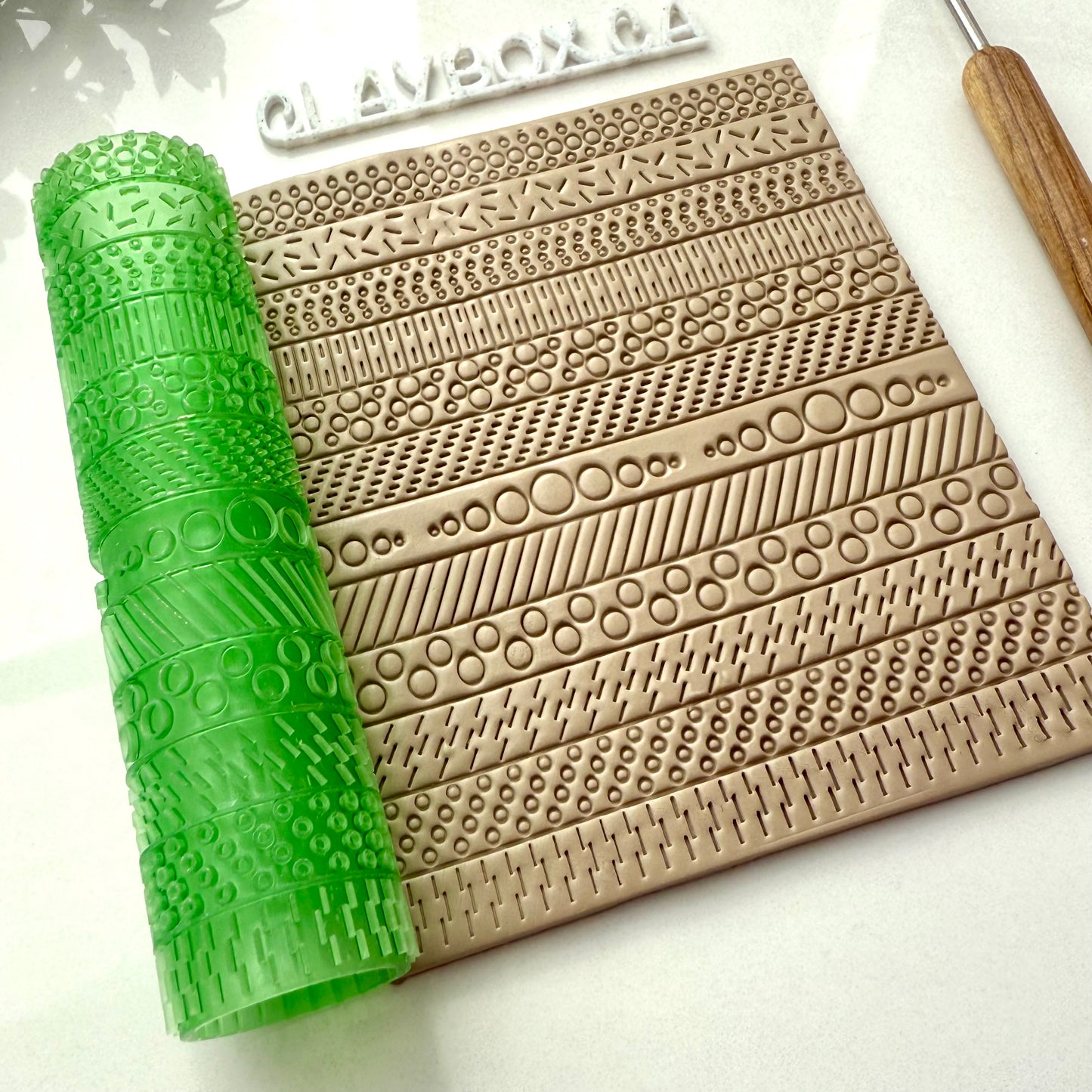 Dots & Dashes Texture Roller for Polymer Clay | 3D Printed Clay Embossing Roller | Geometric Texture Tool