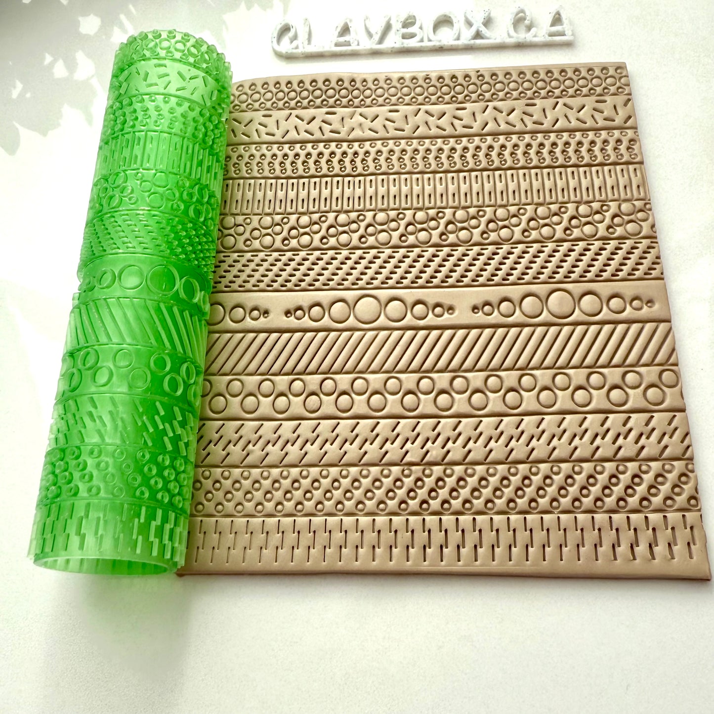 Dots & Dashes Texture Roller for Polymer Clay | 3D Printed Clay Embossing Roller | Geometric Texture Tool