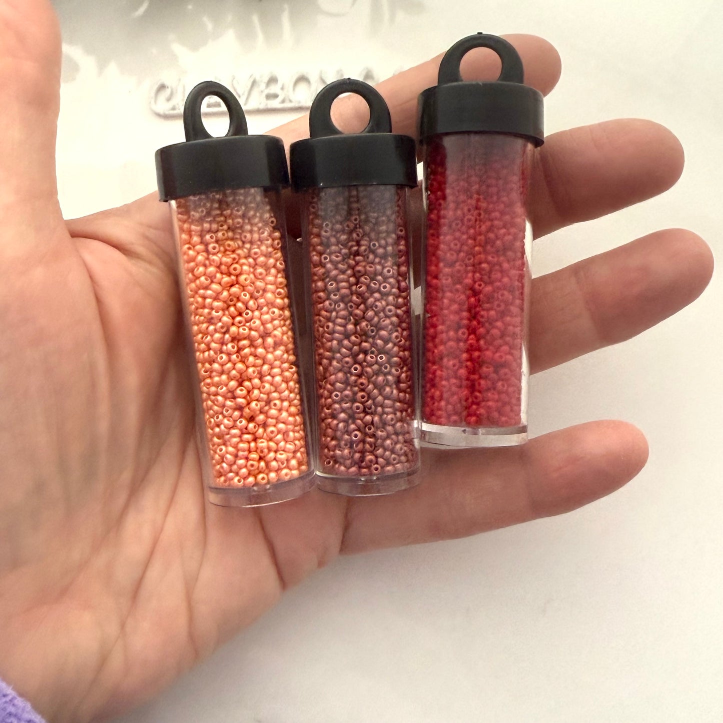 Autumn Spice Bead Trio – Preciosa Czech 11/0 Seed Beads in Apricot, Brown, and Dark Red – 3 x 20g Vials