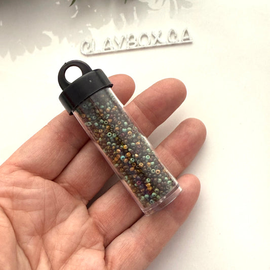 Czech 11/0 Seed Beads – Opaque Travertine Mix – Neutral Earthy Tones – 20g Vial