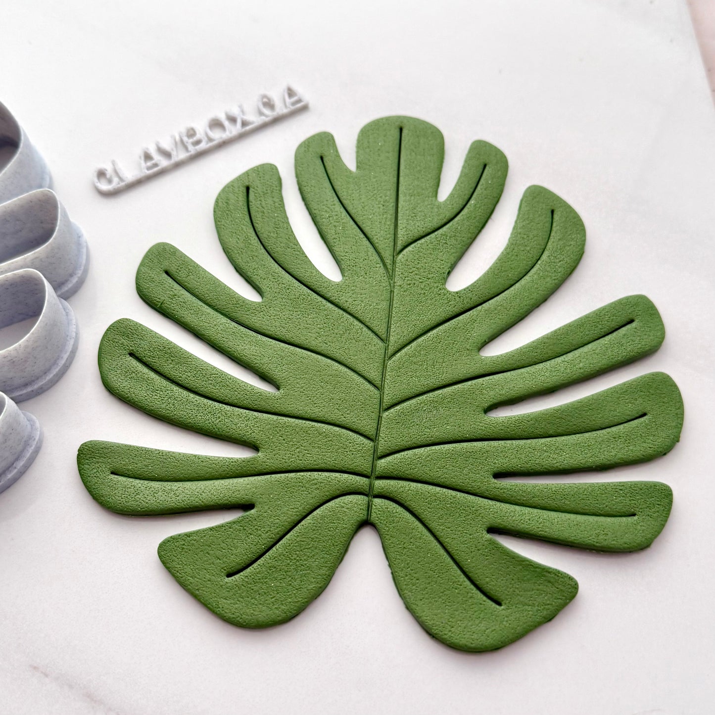 Tropical Leaf Clay Cutter & Stamp Set – Monstera Style | Pottery Tools | Polymer Clay Cutter | Botanical Texture Stamp