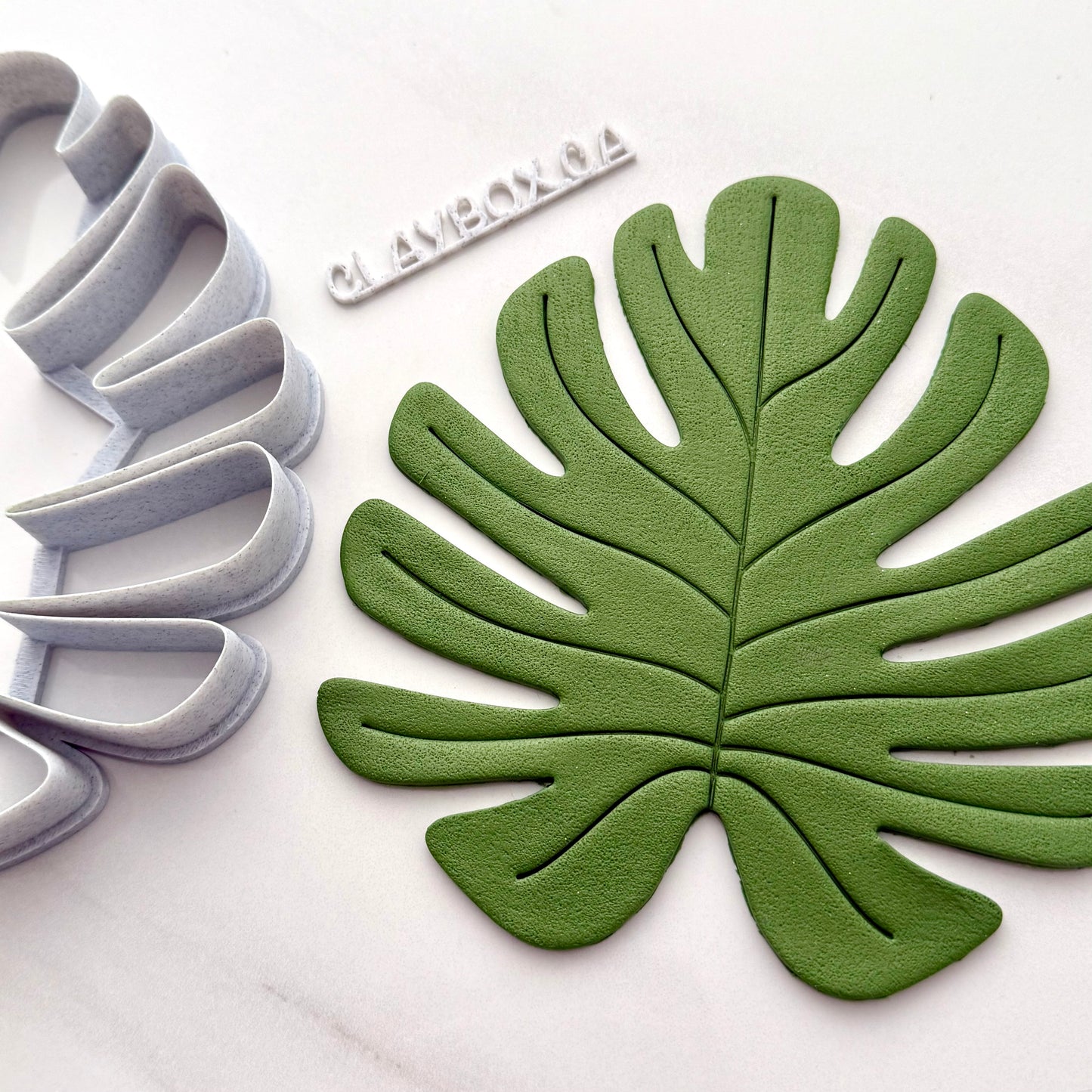 Tropical Leaf Clay Cutter & Stamp Set – Monstera Style | Pottery Tools | Polymer Clay Cutter | Botanical Texture Stamp