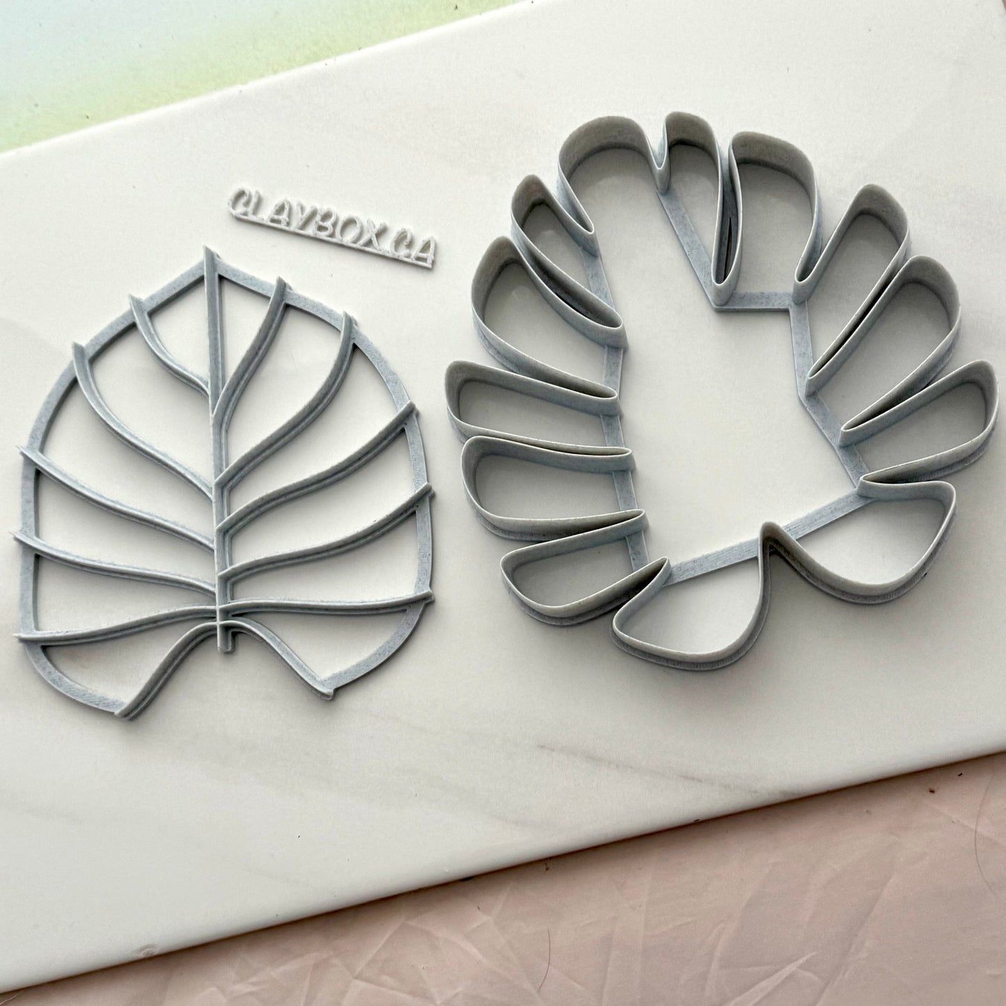 Tropical Leaf Clay Cutter & Stamp Set – Monstera Style | Pottery Tools | Polymer Clay Cutter | Botanical Texture Stamp
