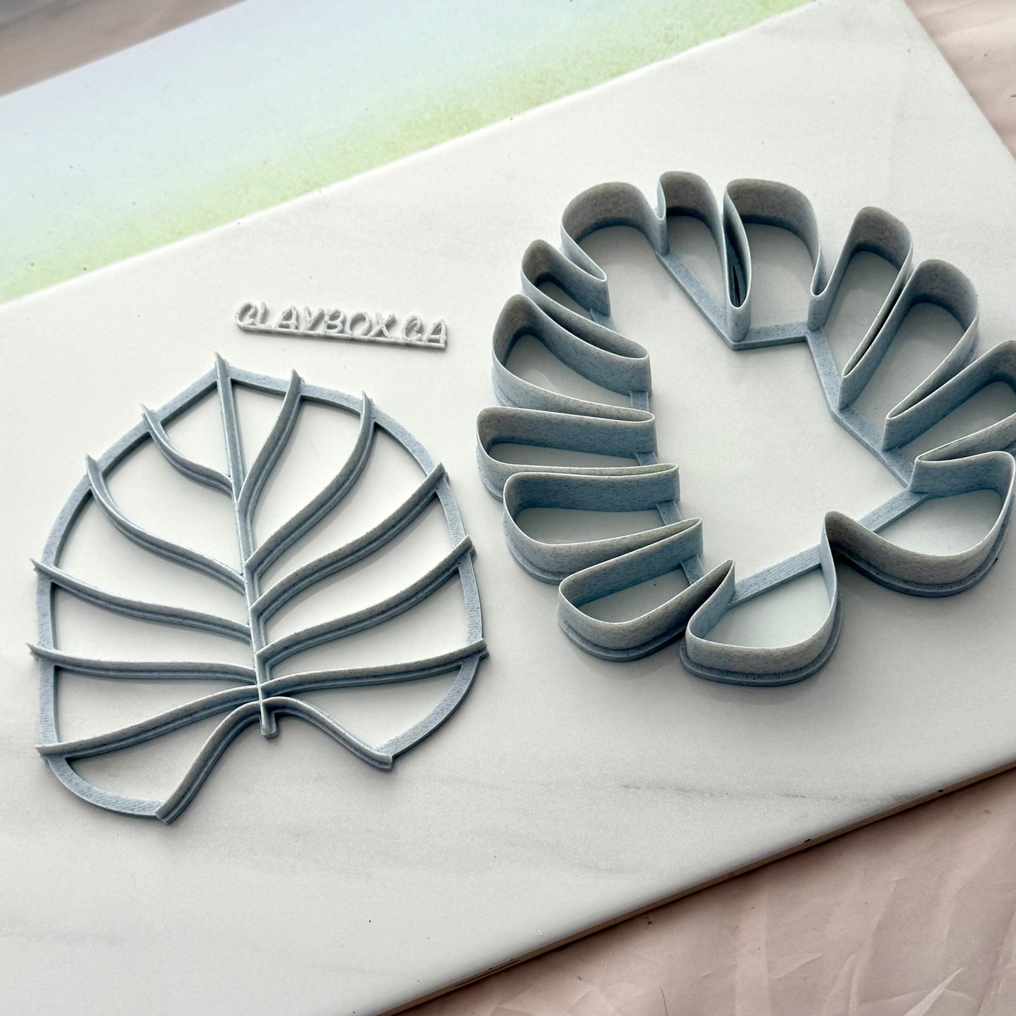 Tropical Leaf Clay Cutter & Stamp Set – Monstera Style | Pottery Tools | Polymer Clay Cutter | Botanical Texture Stamp