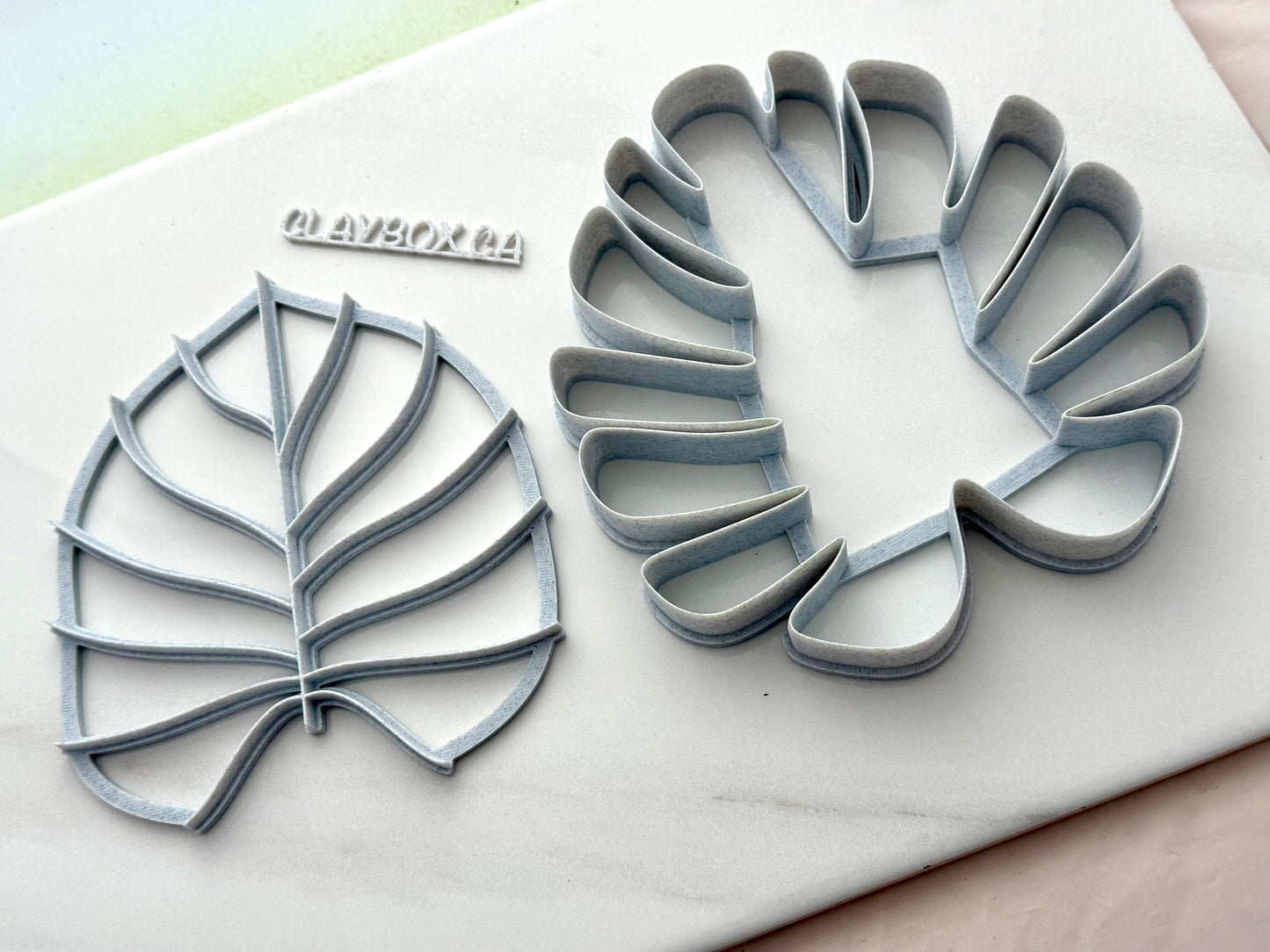 Tropical Leaf Clay Cutter & Stamp Set – Monstera Style | Pottery Tools | Polymer Clay Cutter | Botanical Texture Stamp
