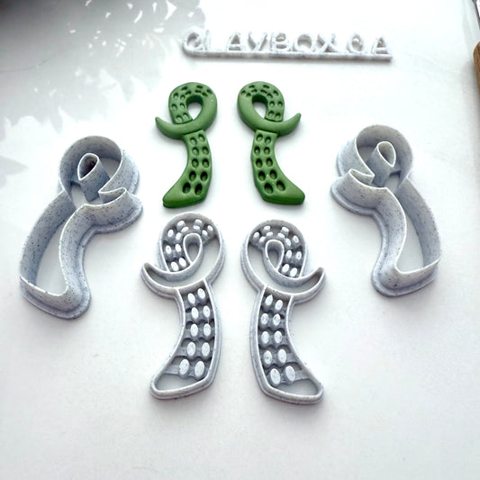 Tentacle Stamp & Cutter Set – Polymer Clay Tool Pair (Left and Right)
