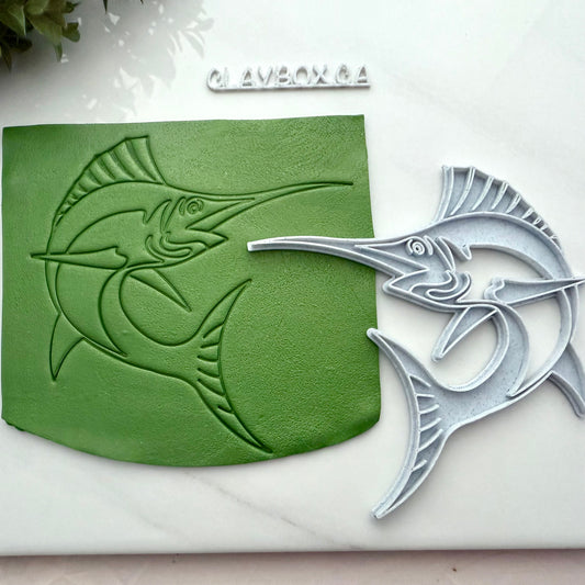 Large Blue Marlin Clay Stamp | Fish Texture Stamp for Pottery or Polymer Clay