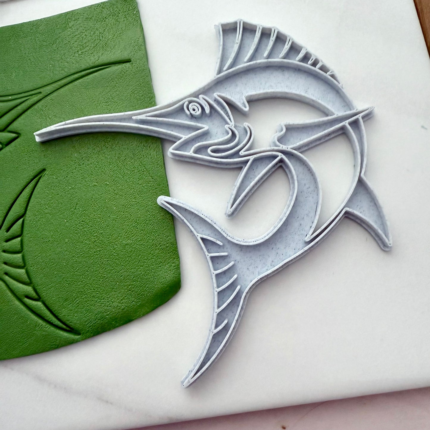 Large Blue Marlin Clay Stamp | Fish Texture Stamp for Pottery or Polymer Clay