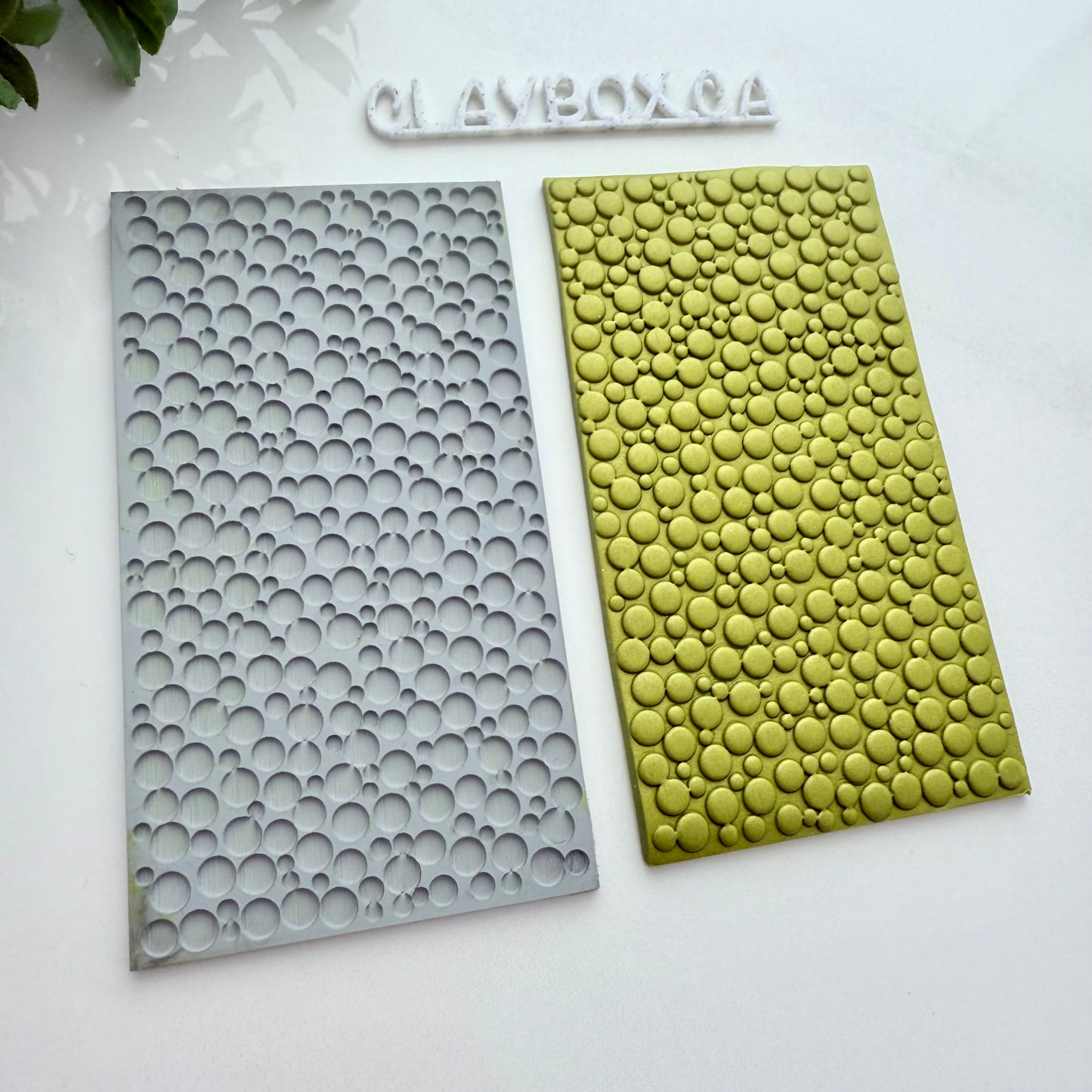 Bubbles Texture Mat – 2x4" Rubber Texture Stamp – Polymer Clay Tool – Circle Pattern Imprint