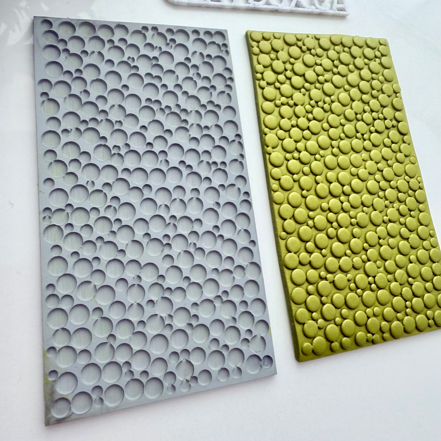 Bubbles Texture Mat – 2x4" Rubber Texture Stamp – Polymer Clay Tool – Circle Pattern Imprint