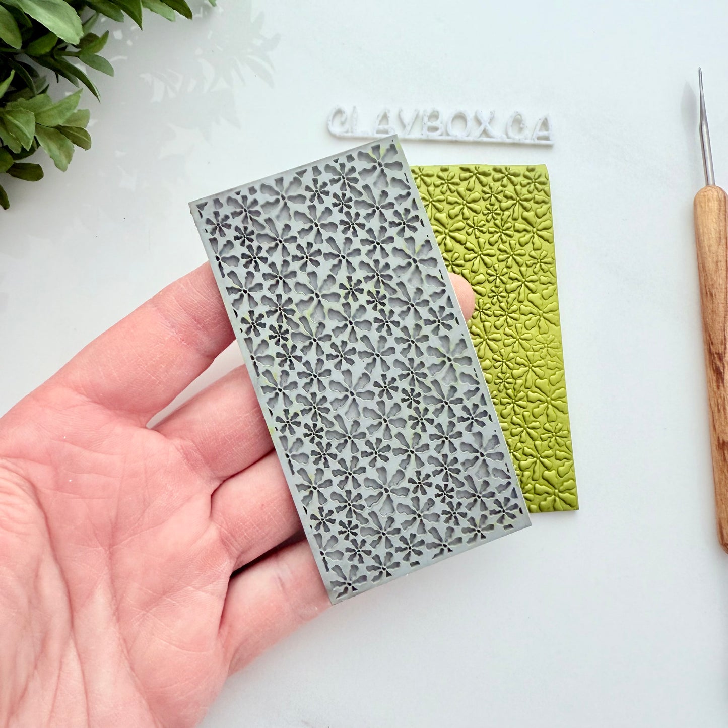 Abstract Floral Texture Mat – 2x4" Rubber Texture Stamp – Polymer Clay Tool – Botanical Pattern Imprint