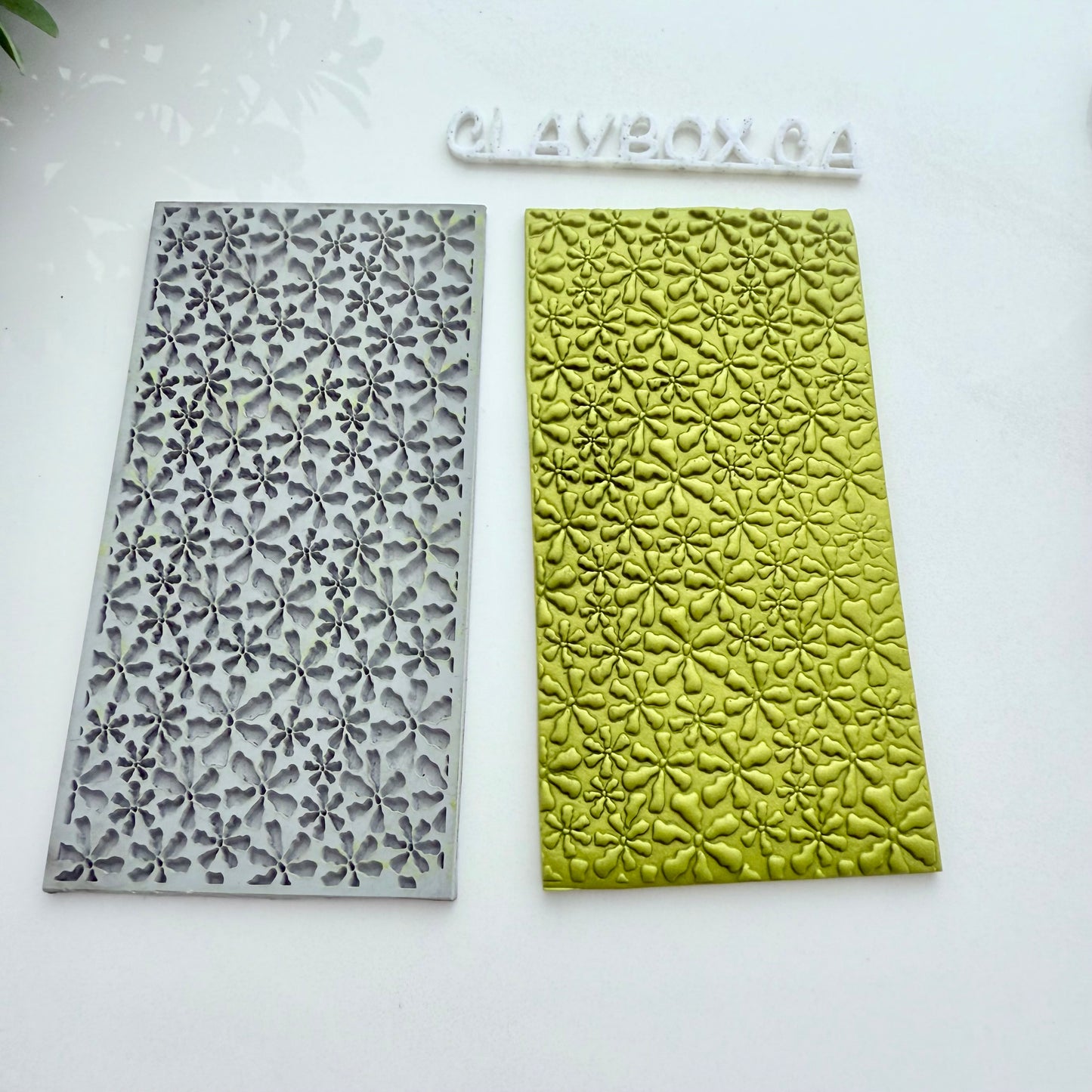 Abstract Floral Texture Mat – 2x4" Rubber Texture Stamp – Polymer Clay Tool – Botanical Pattern Imprint