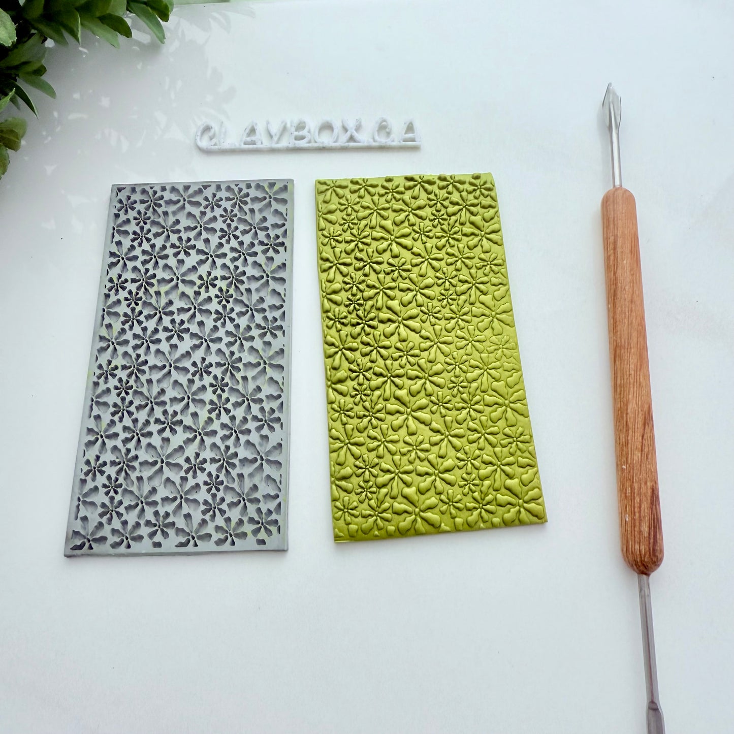 Abstract Floral Texture Mat – 2x4" Rubber Texture Stamp – Polymer Clay Tool – Botanical Pattern Imprint