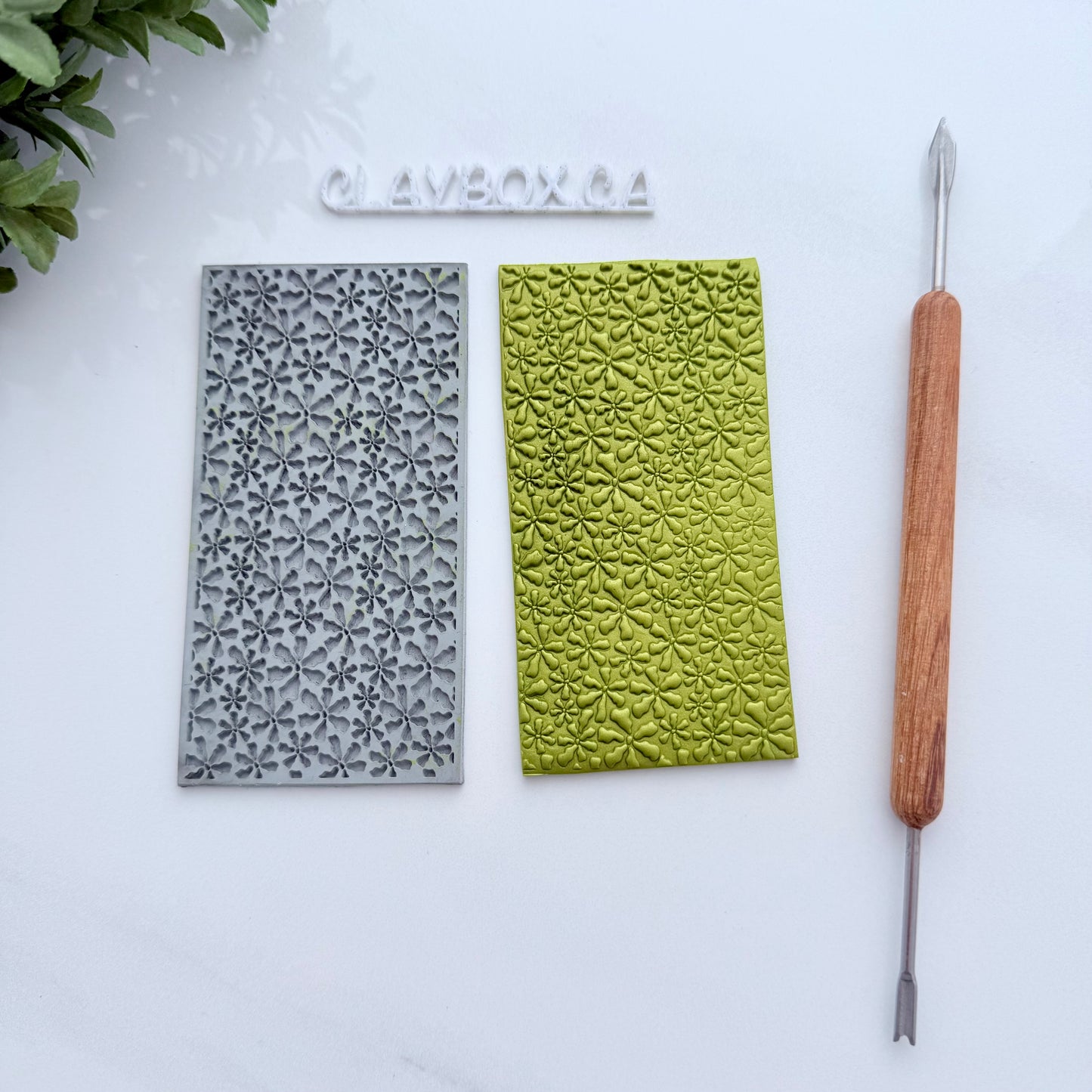 Abstract Floral Texture Mat – 2x4" Rubber Texture Stamp – Polymer Clay Tool – Botanical Pattern Imprint