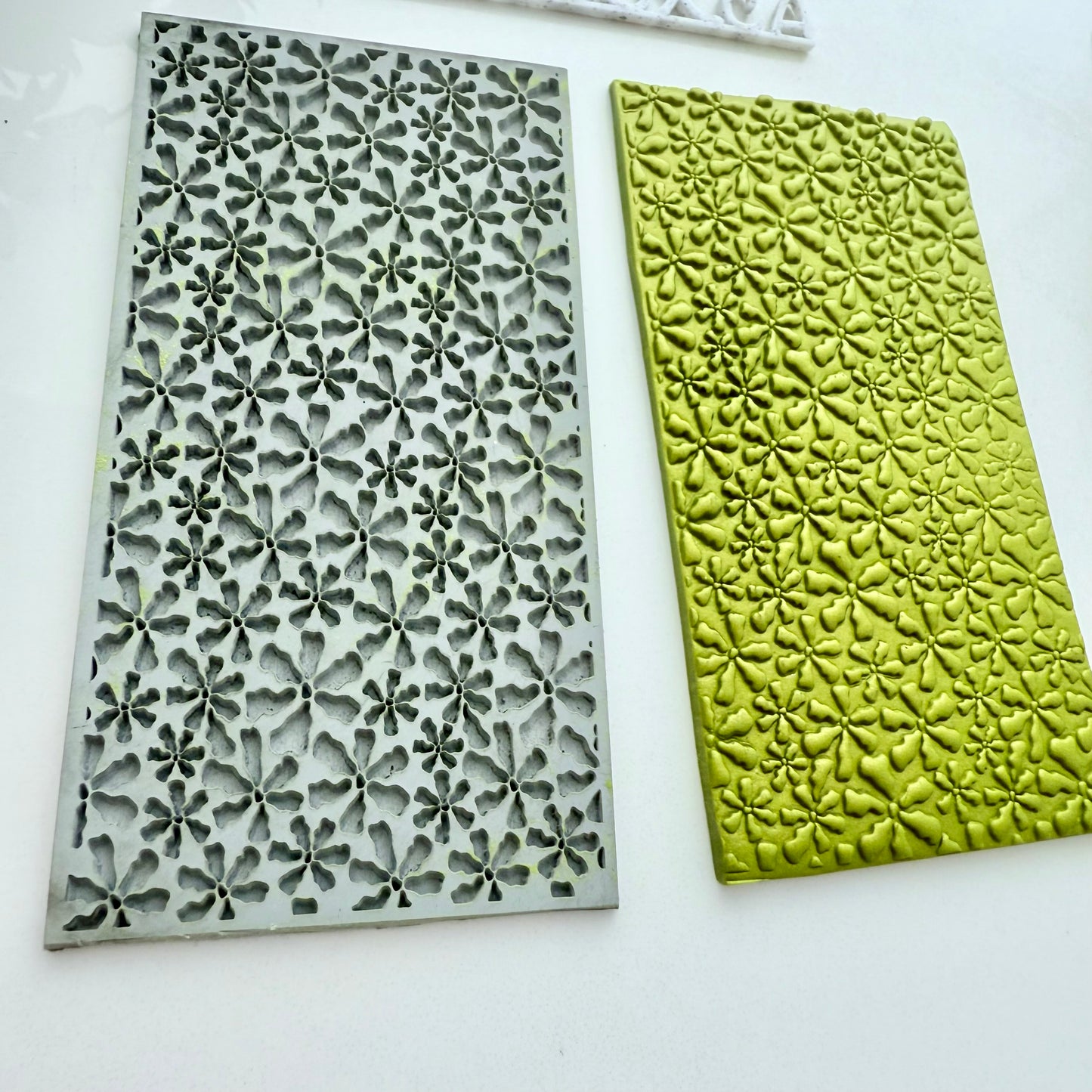 Abstract Floral Texture Mat – 2x4" Rubber Texture Stamp – Polymer Clay Tool – Botanical Pattern Imprint