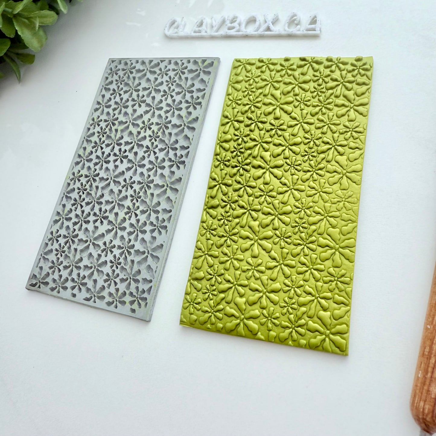 Abstract Floral Texture Mat – 2x4" Rubber Texture Stamp – Polymer Clay Tool – Botanical Pattern Imprint