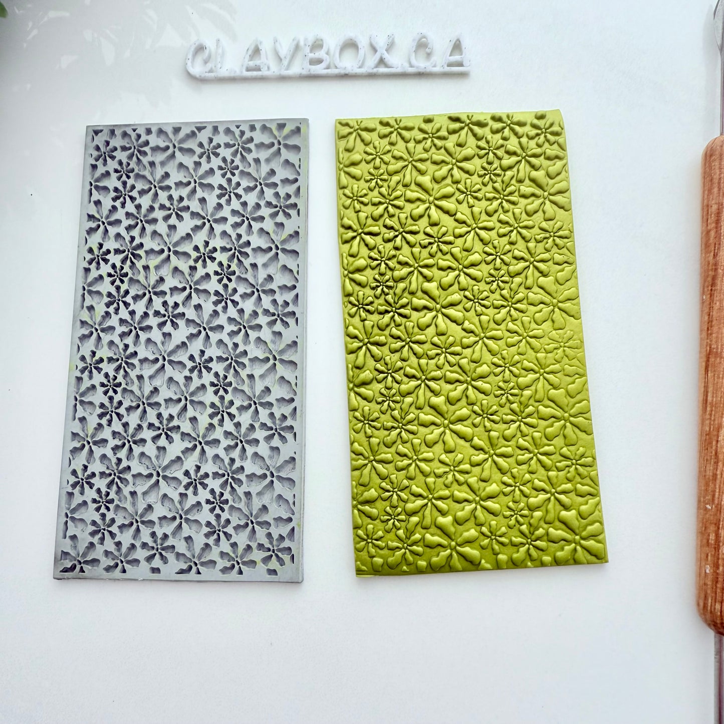 Abstract Floral Texture Mat – 2x4" Rubber Texture Stamp – Polymer Clay Tool – Botanical Pattern Imprint