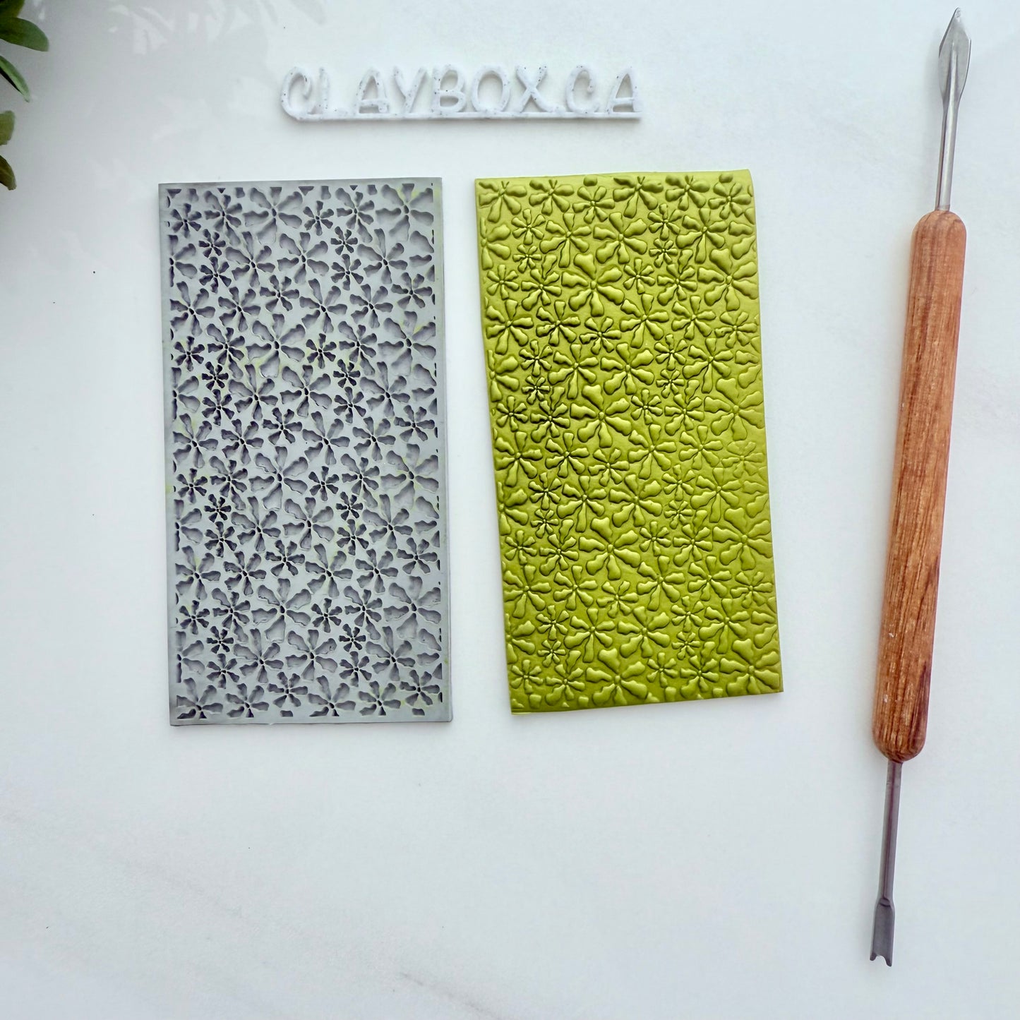 Abstract Floral Texture Mat – 2x4" Rubber Texture Stamp – Polymer Clay Tool – Botanical Pattern Imprint