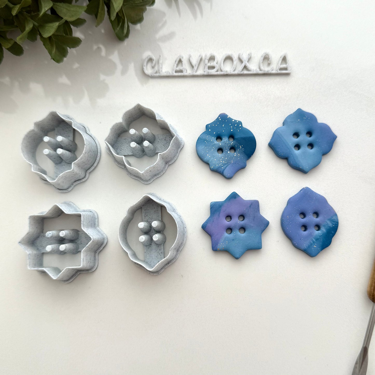 Moroccan Button Cutter Set – 4 Polymer Clay Cutters with Hole Guides for Handmade Buttons
