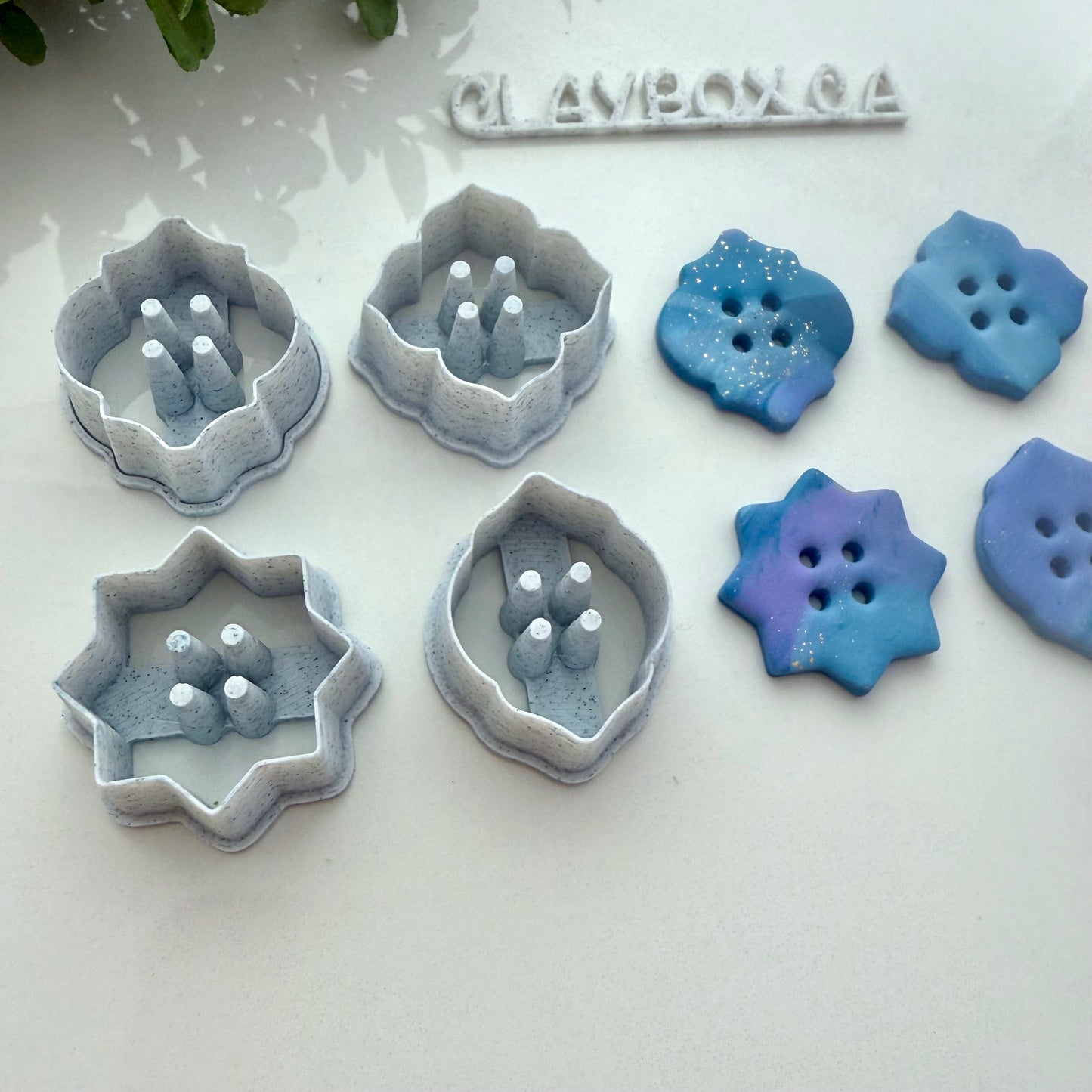 Moroccan Button Cutter Set – 4 Polymer Clay Cutters with Hole Guides for Handmade Buttons