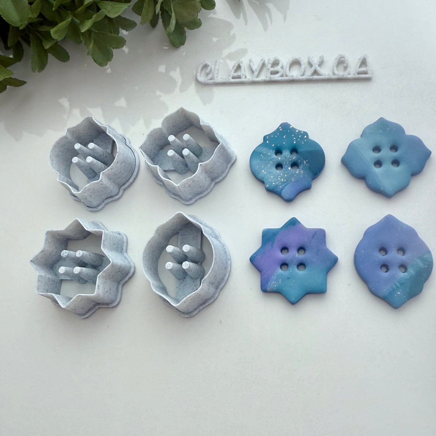 Moroccan Button Cutter Set – 4 Polymer Clay Cutters with Hole Guides for Handmade Buttons