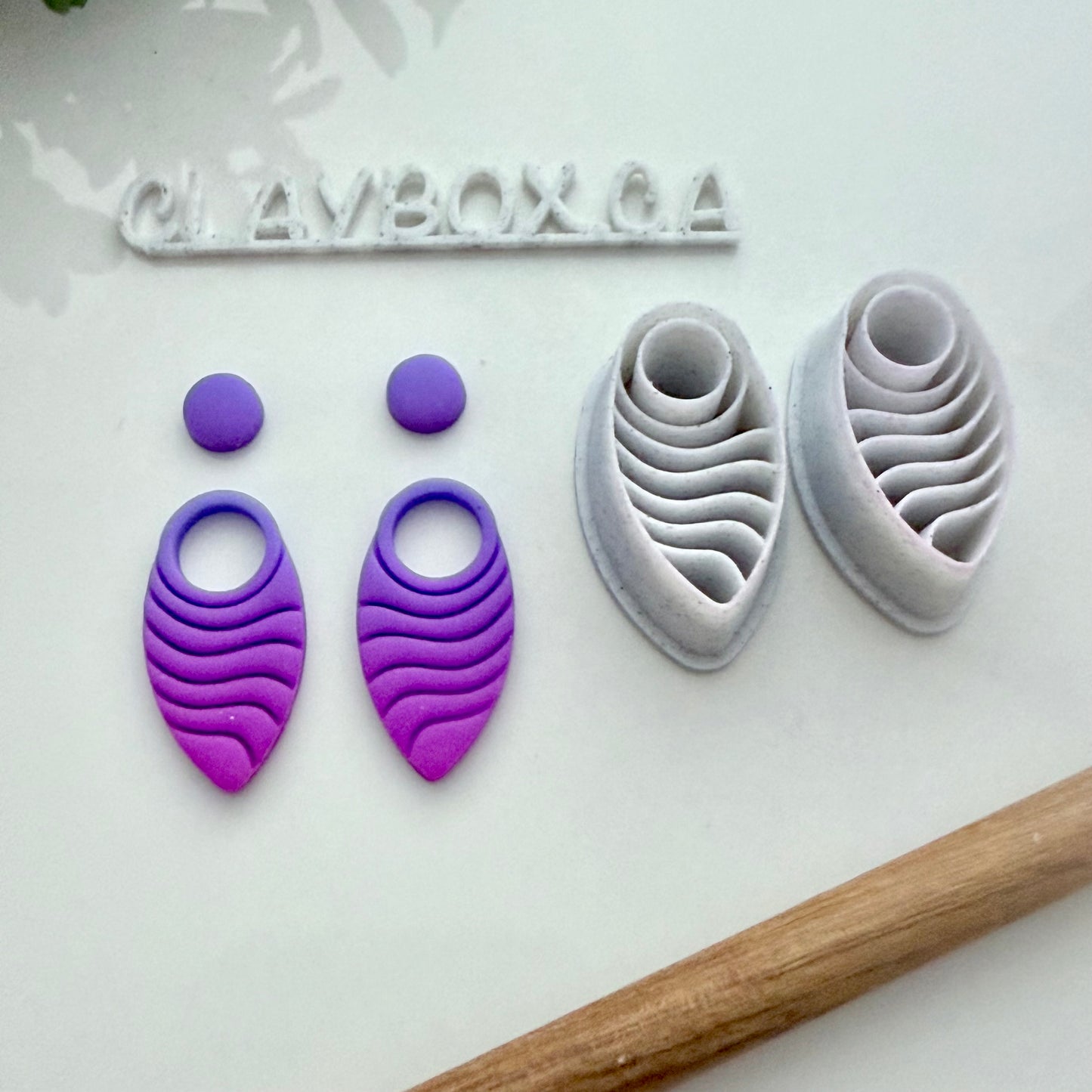 Hoop Wave Dangle Polymer Clay Cutter Pair - Earring Cutter Set - 3D Printed Clay Tools