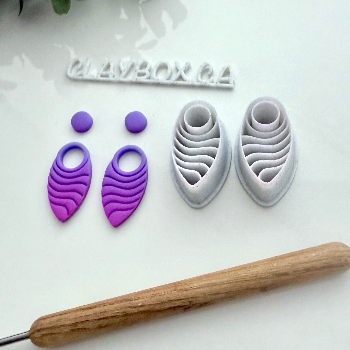Hoop Wave Dangle Polymer Clay Cutter Pair - Earring Cutter Set - 3D Printed Clay Tools