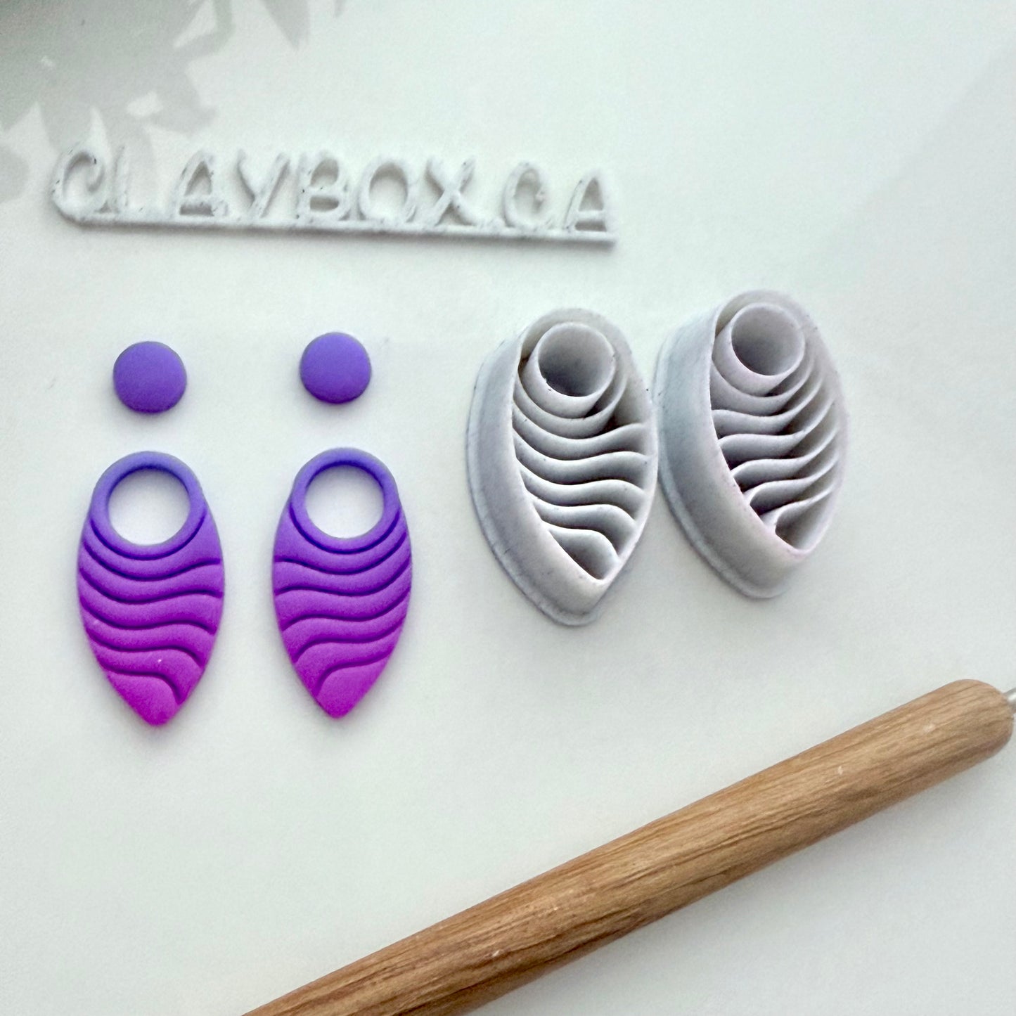 Hoop Wave Dangle Polymer Clay Cutter Pair - Earring Cutter Set - 3D Printed Clay Tools