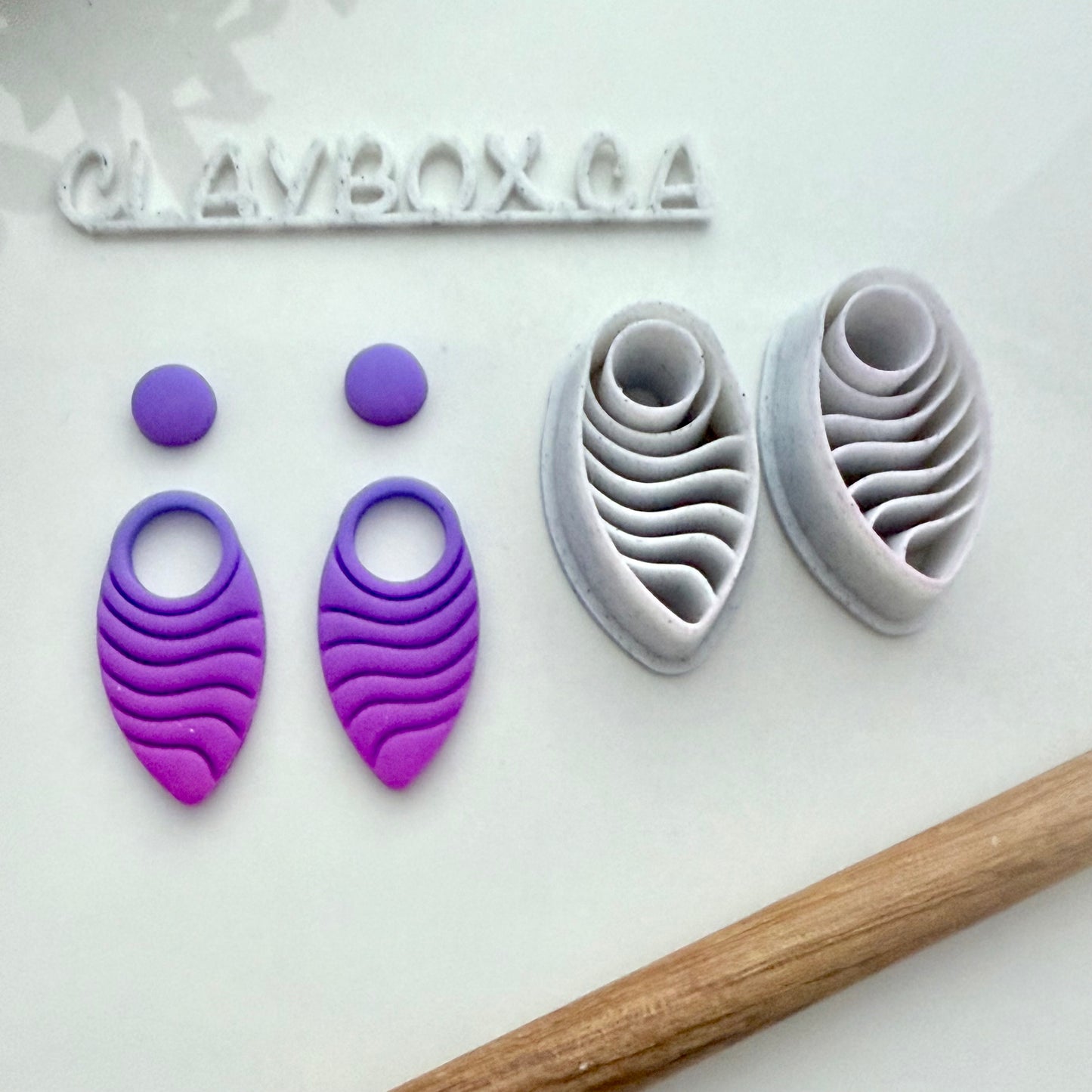 Hoop Wave Dangle Polymer Clay Cutter Pair - Earring Cutter Set - 3D Printed Clay Tools