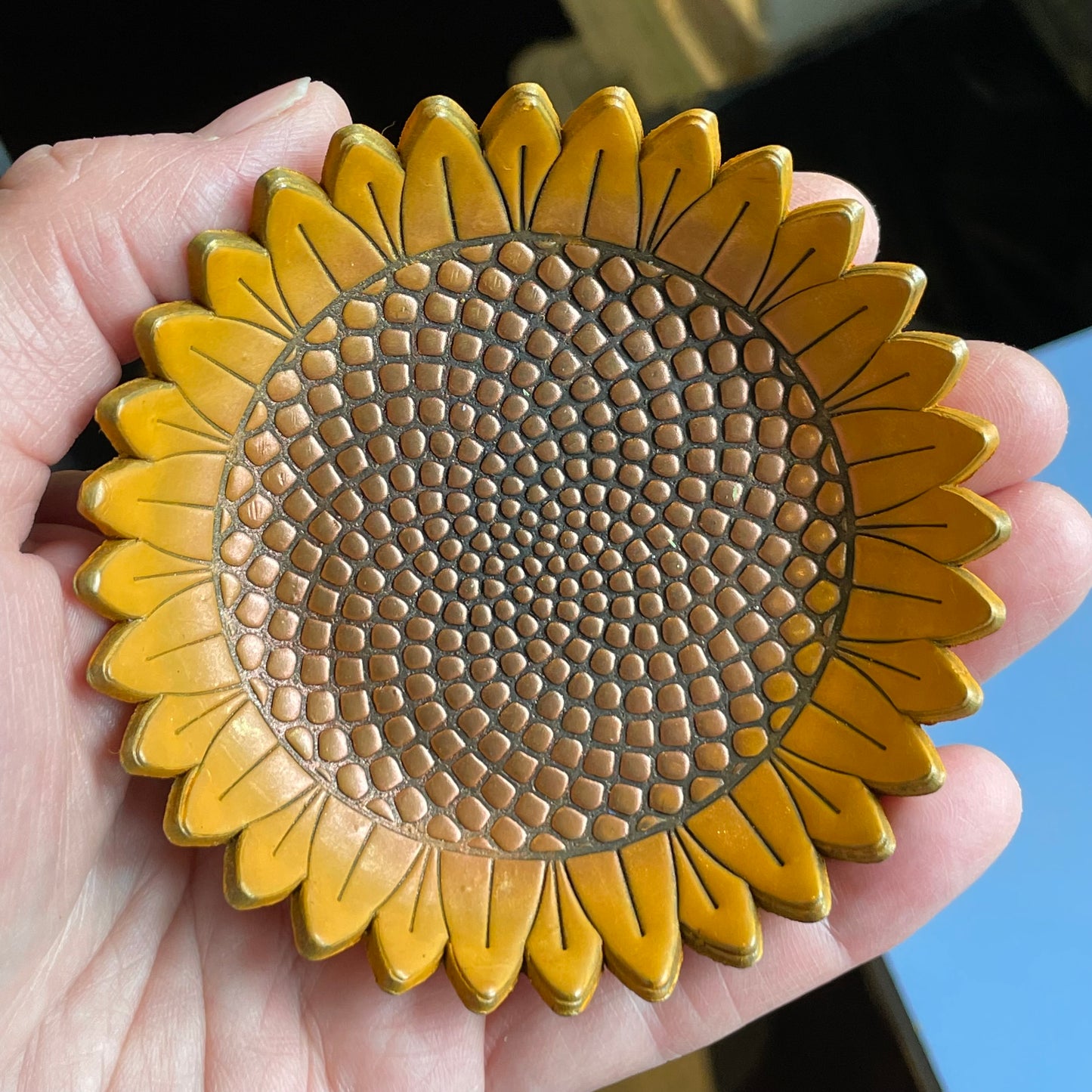 Sunflower large stamp and matching cutter - made for use with polymer clay