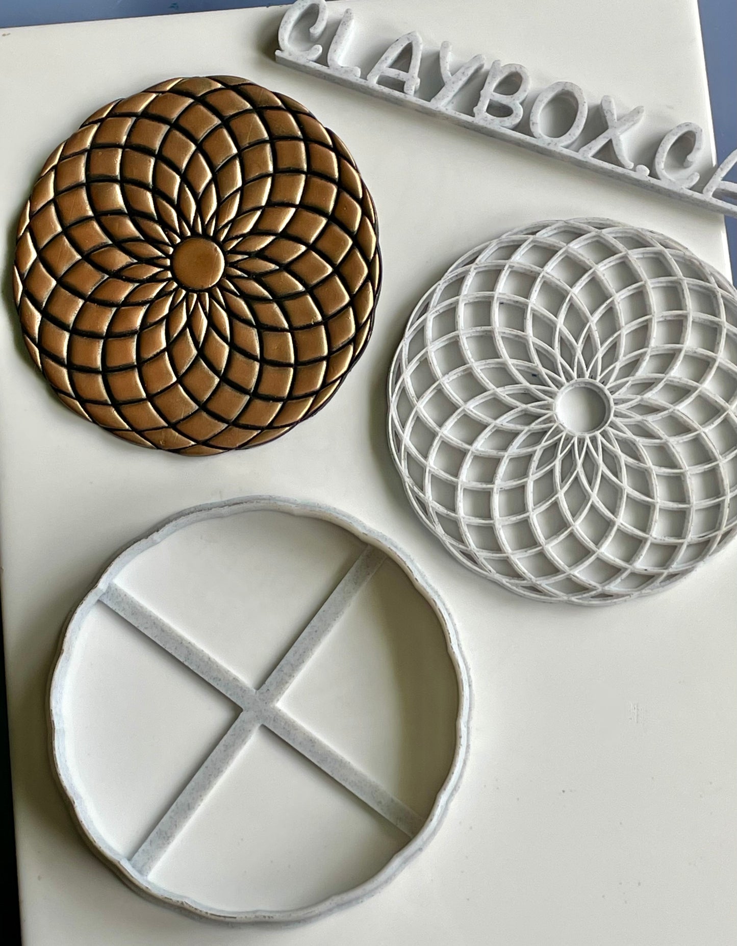 Spiral circles large stamp and matching cutter - made for use with polymer clay