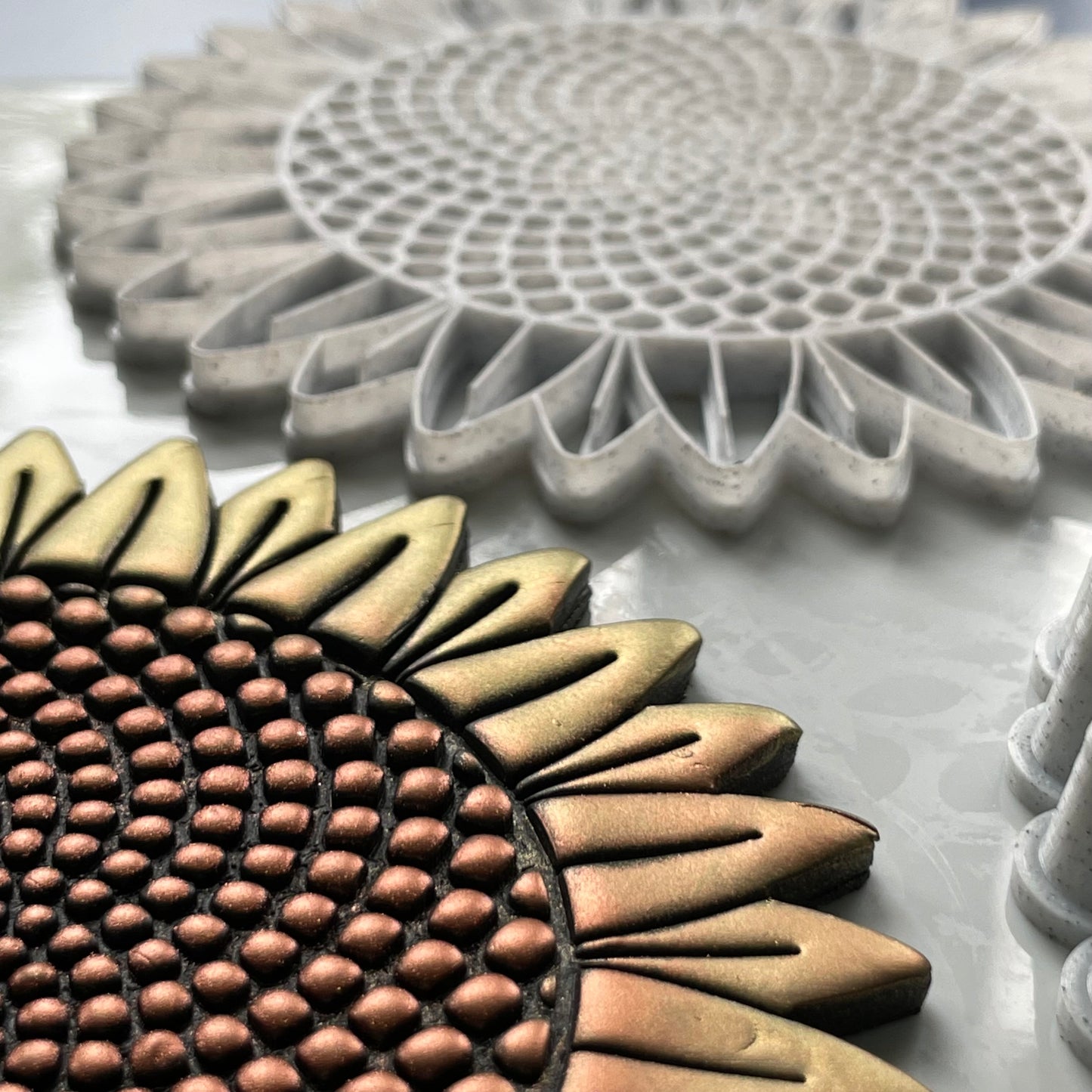 Sunflower large stamp and matching cutter - made for use with polymer clay