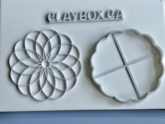 Spiral petals large stamp and matching cutter - made for use with polymer clay