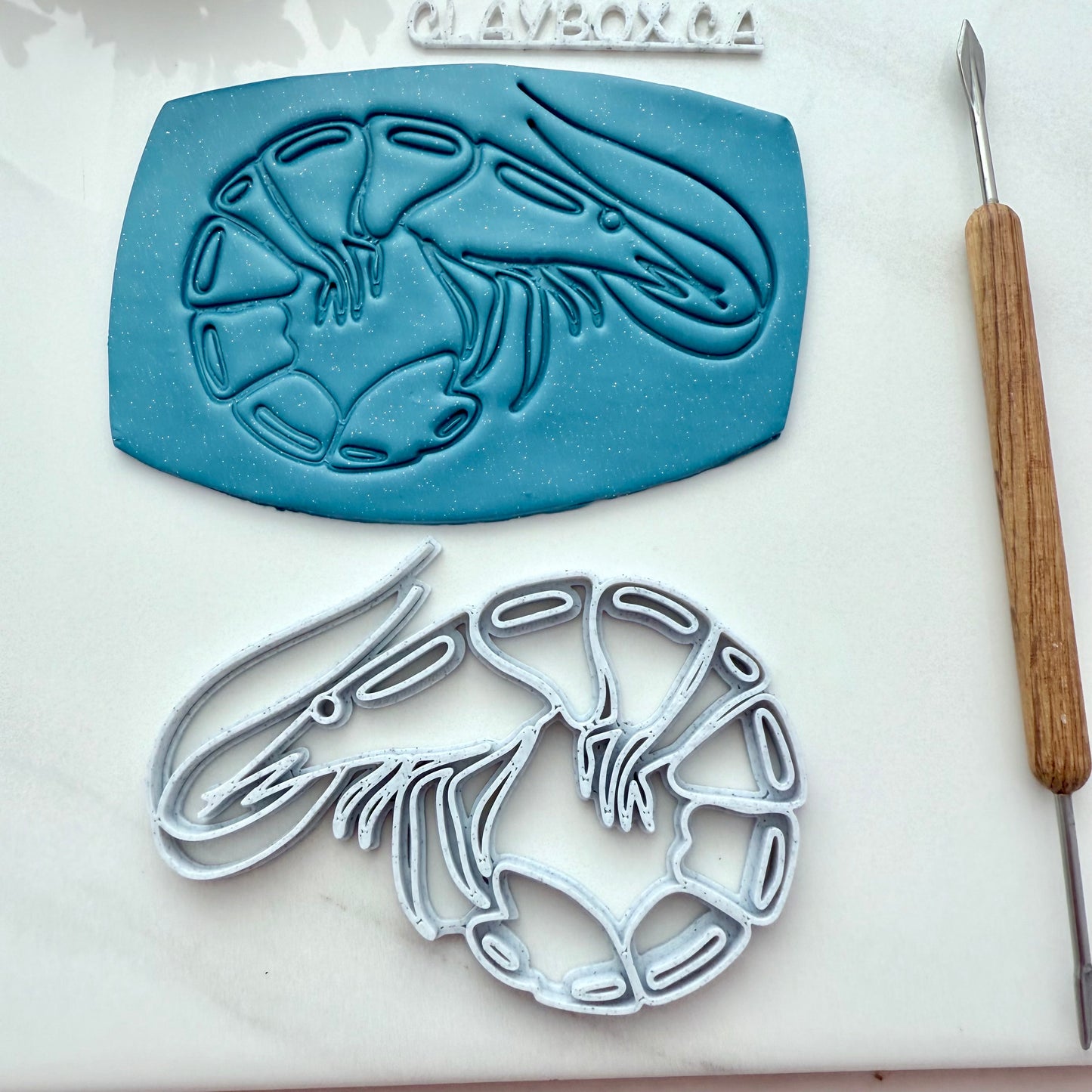 Large Shrimp Stamp – 3D Printed for Pottery Clay