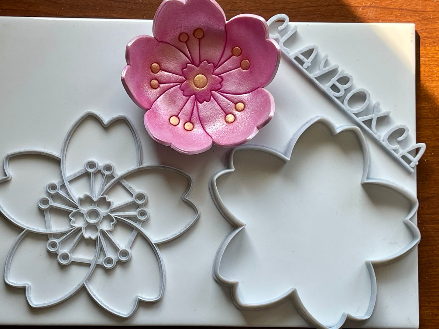 Cherry Blossom Large Clay Stamp and Matching Cutter Set